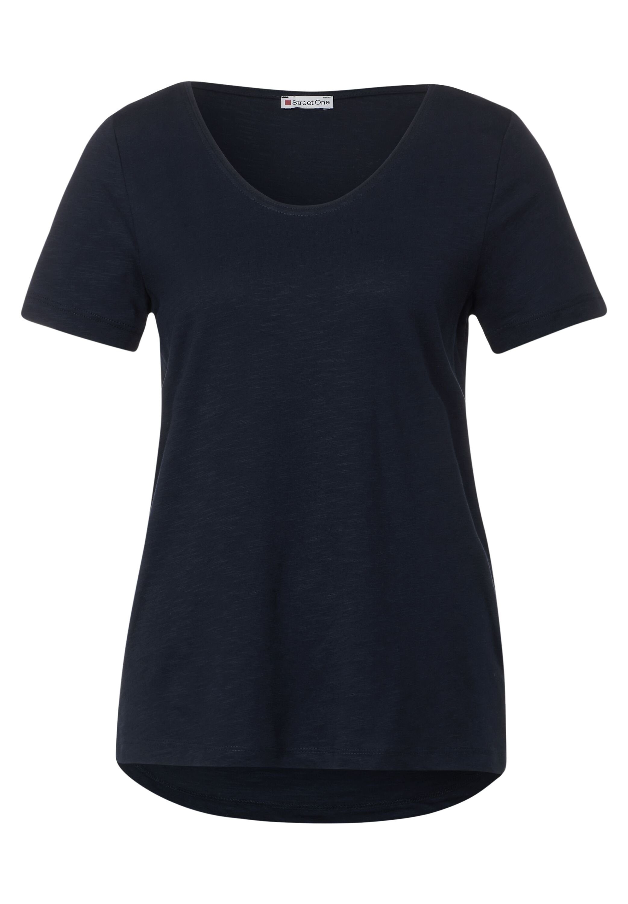 STREET ONE V-Shirt mit abgerundetem V-Ausschnitt