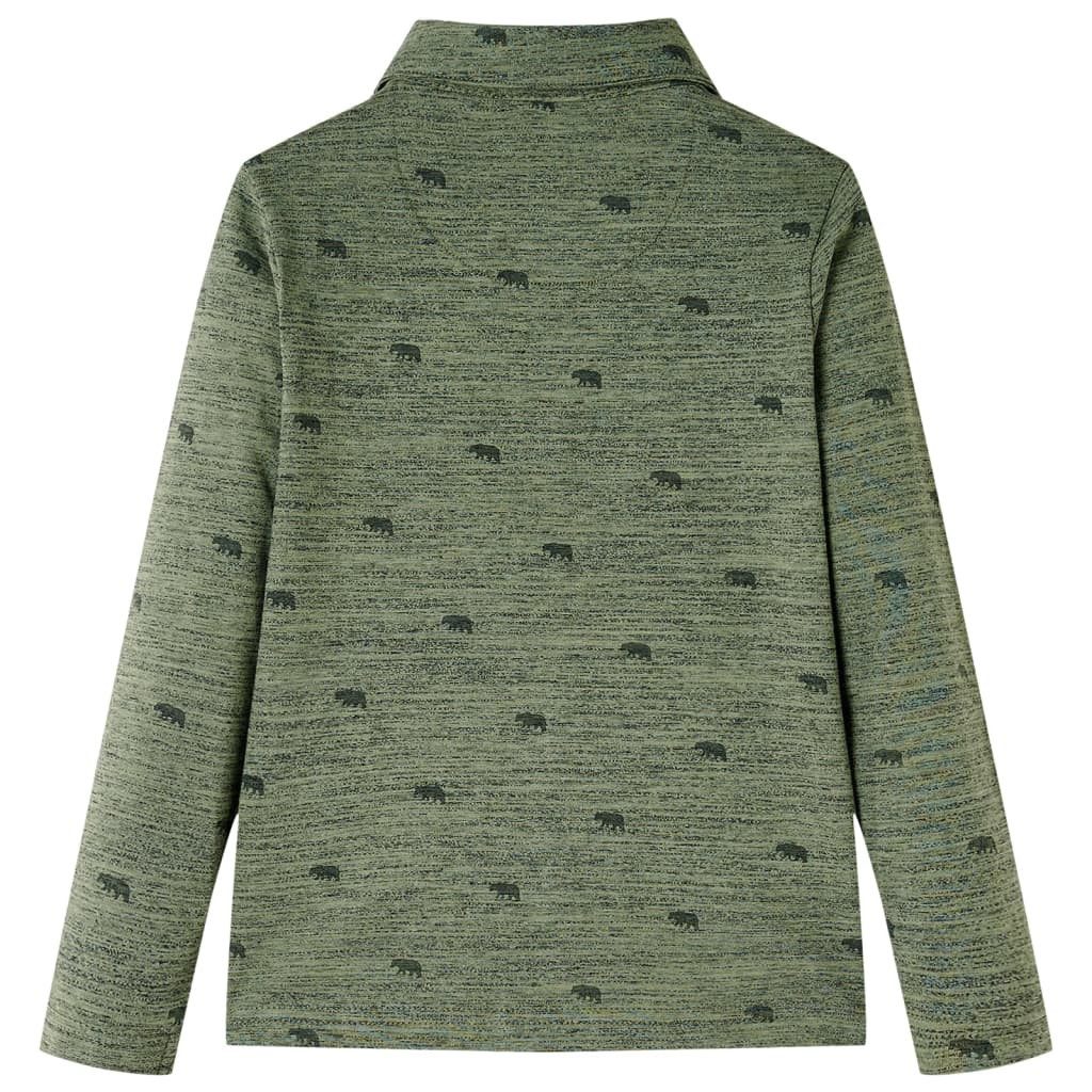 vidaXL Langarmhemd Kinderhemd Khaki Melange 116 – Bild 2 von 5
