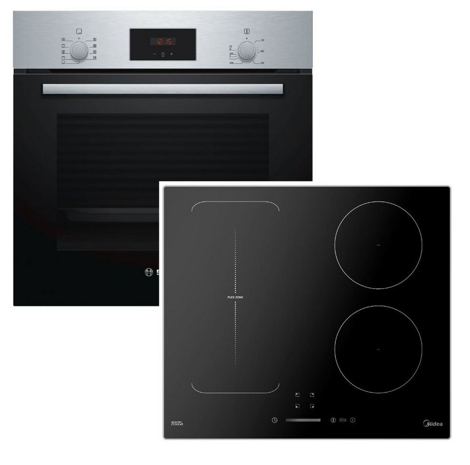 BOSCH Flex-Induktions-Herd-Set SET BOSCH Einbau-Backofen mit Midea  Induktionskochfeld autark 60cm