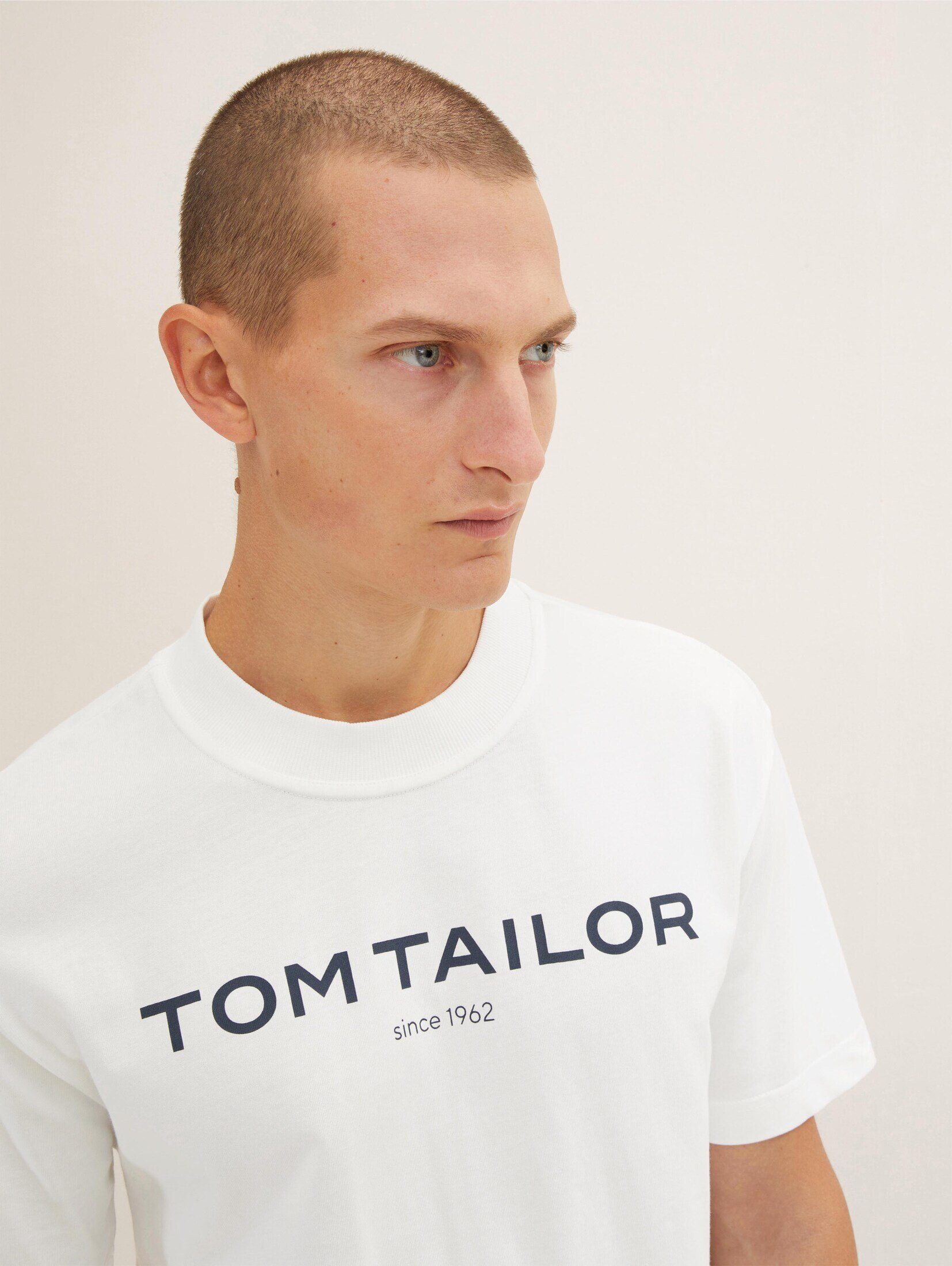 TOM TAILOR T-Shirt off Logoprint T-Shirt white mit
