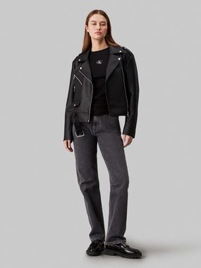 Calvin Klein Jeans Lederjacke CLASSIC FAUX LEATHER BIKER mit Gürtel