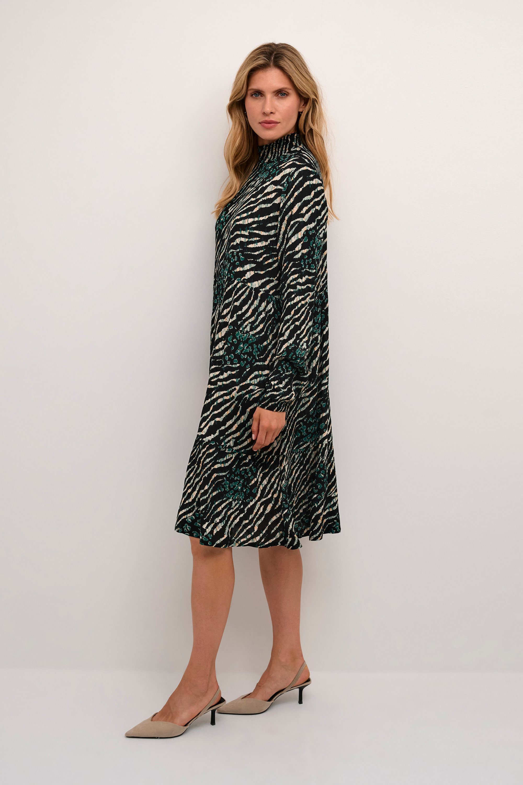 KAFFE Jerseykleid KAamber Green Animal / Black Print Kleid