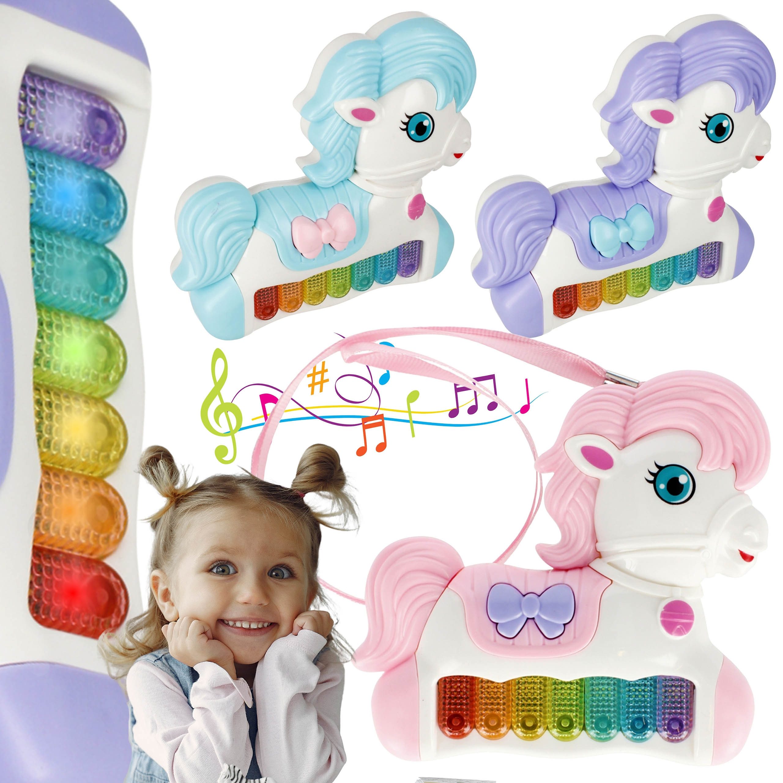 Sarcia.eu Spielzeug-Musikinstrument EINHORN Kinderpiano tragbar, Licht & Klang, Musikspielzeug 3+