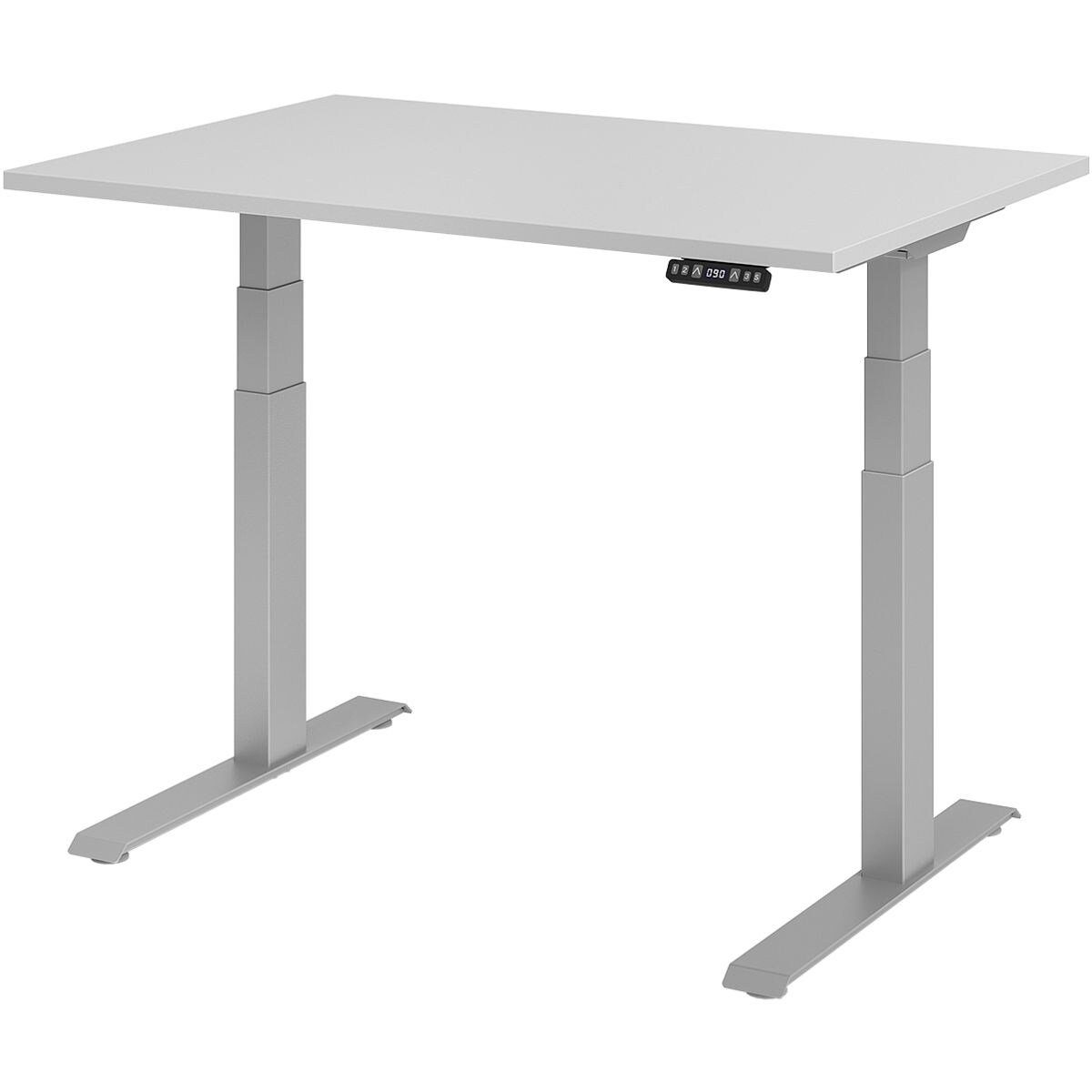 cm elektrisch HAMMERBACHER Schreibtisch Desk, 64-129 lichtgrau höhenverstellbar Upper rechteckig, C-Fuß,