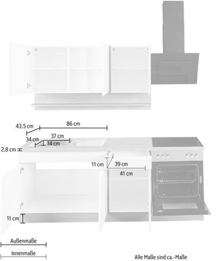 Kochstation Küche KS-Virginia, Breite 210 cm, mit oder ohne E-Geräte