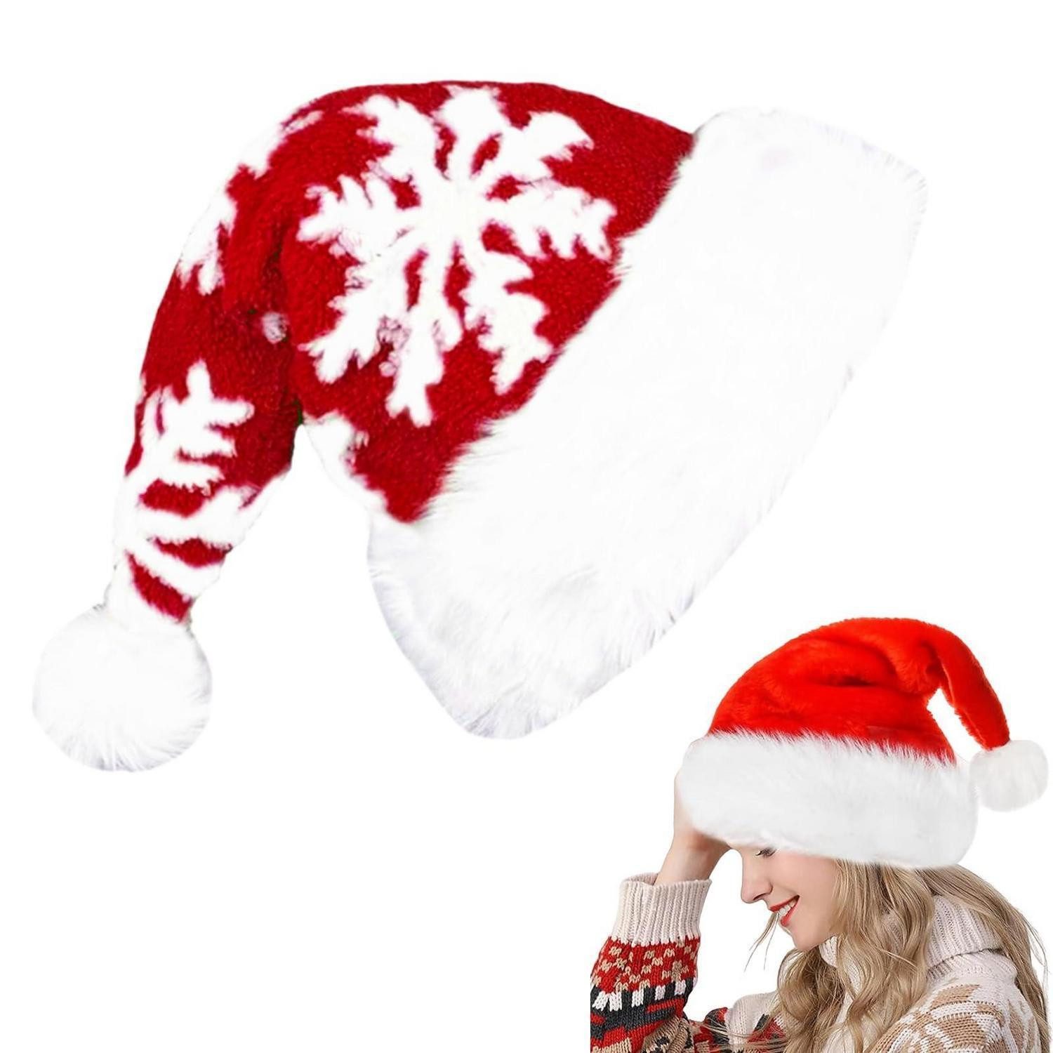 LuxusKollektion Plüschmütze Weihnachtsmütze Pailletten Plüsch Rot Unisex (1-St)