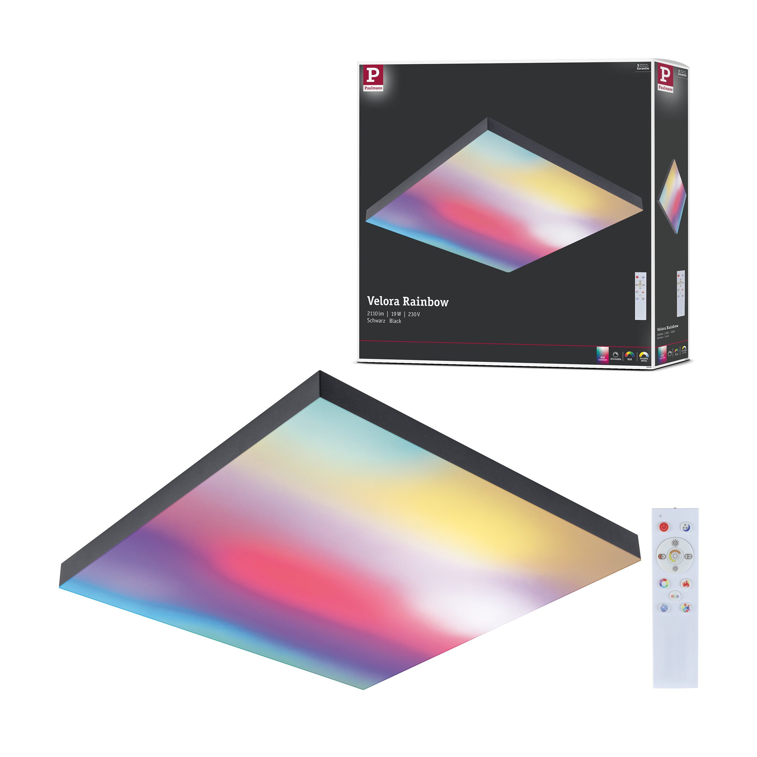 Paulmann LED Panel LED Panel Velora Rainbow dynamicRGBW eckig 450x450 mm 19W 1690lm RGB+