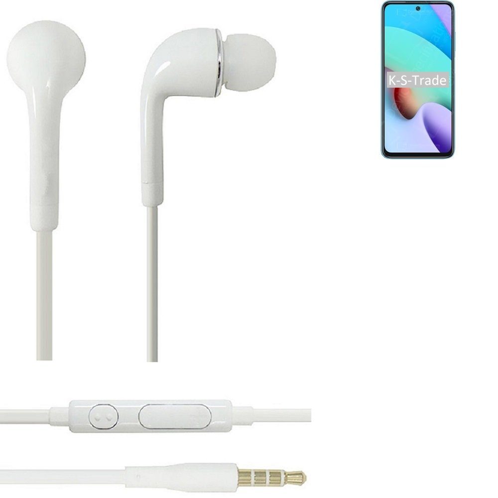 K-S-Trade für Xiaomi Redmi Note 11 4G In-Ear-Kopfhörer (Kopfhörer Headset mit Mikrofon u Lautstärkeregler weiß 3,5mm)