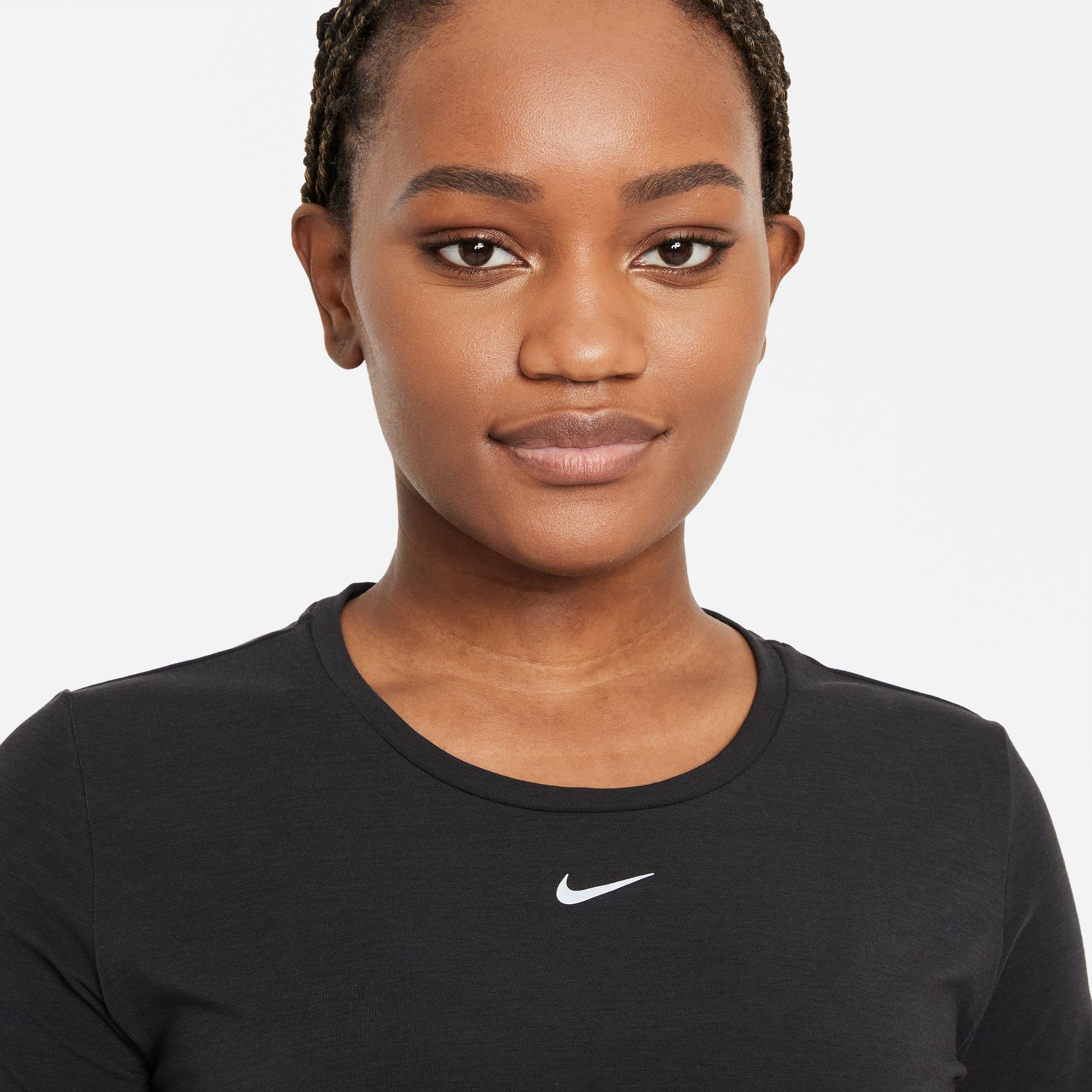 Nike Trainingsshirt DRI-FIT WOMEN'S FIT schwarz TOP LUXE SHORT-SLEEVE ONE UV STANDARD