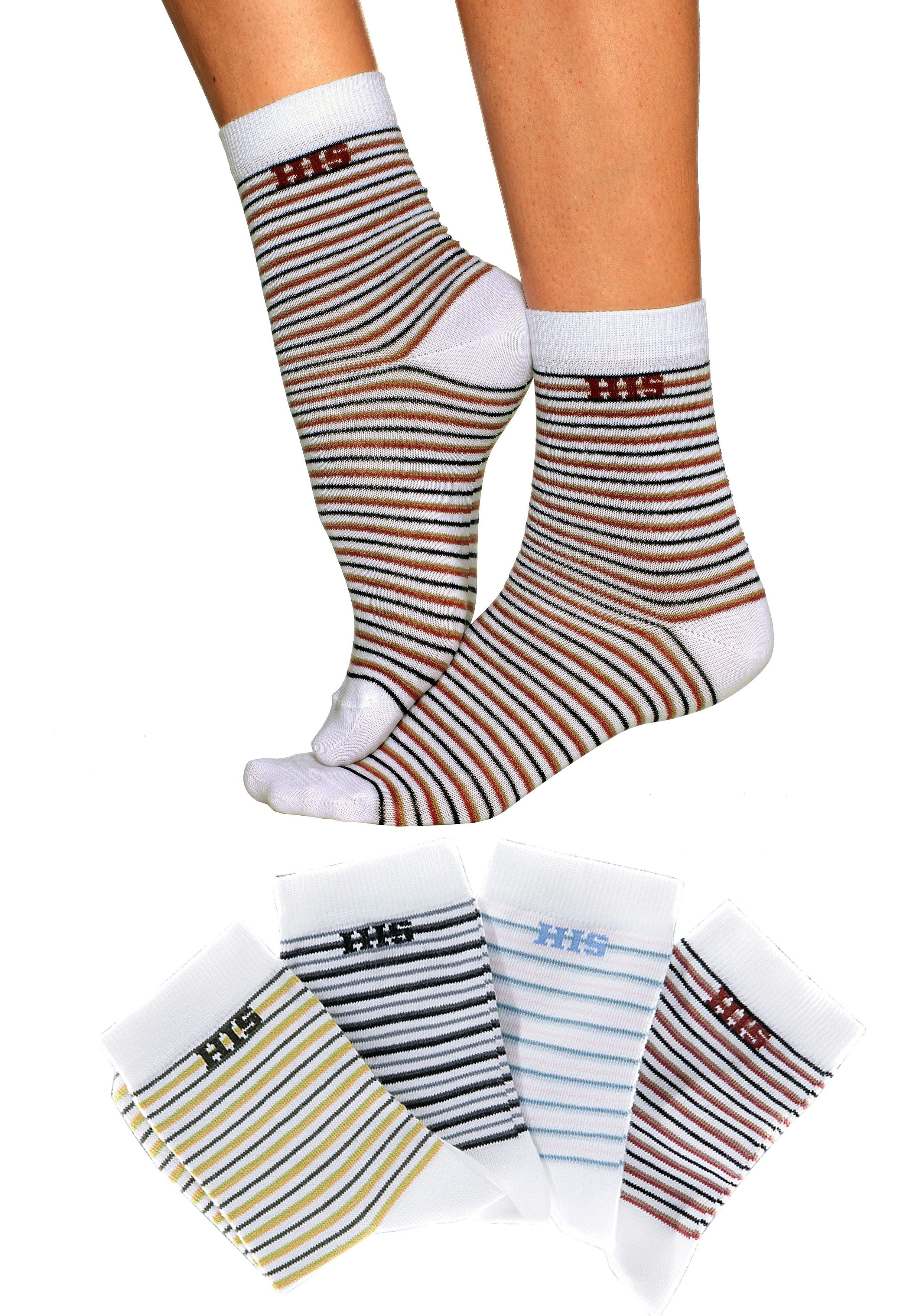 H.I.S Basicsocken (Packung, 4-Paar) mit eingestricktem Markenlogo