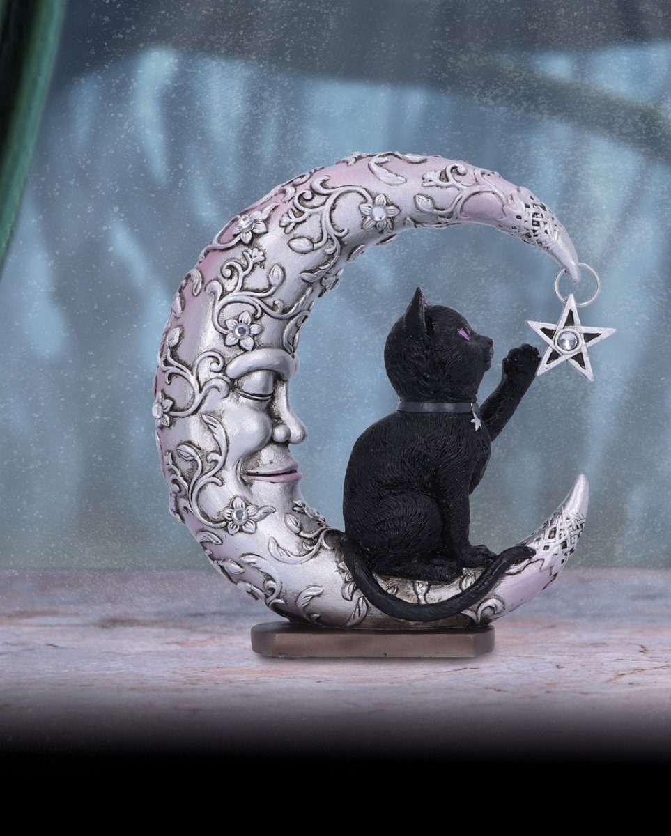 spielende Horror-Shop Dekofigur Fig Mond schlafendem Katze auf Schwarze,