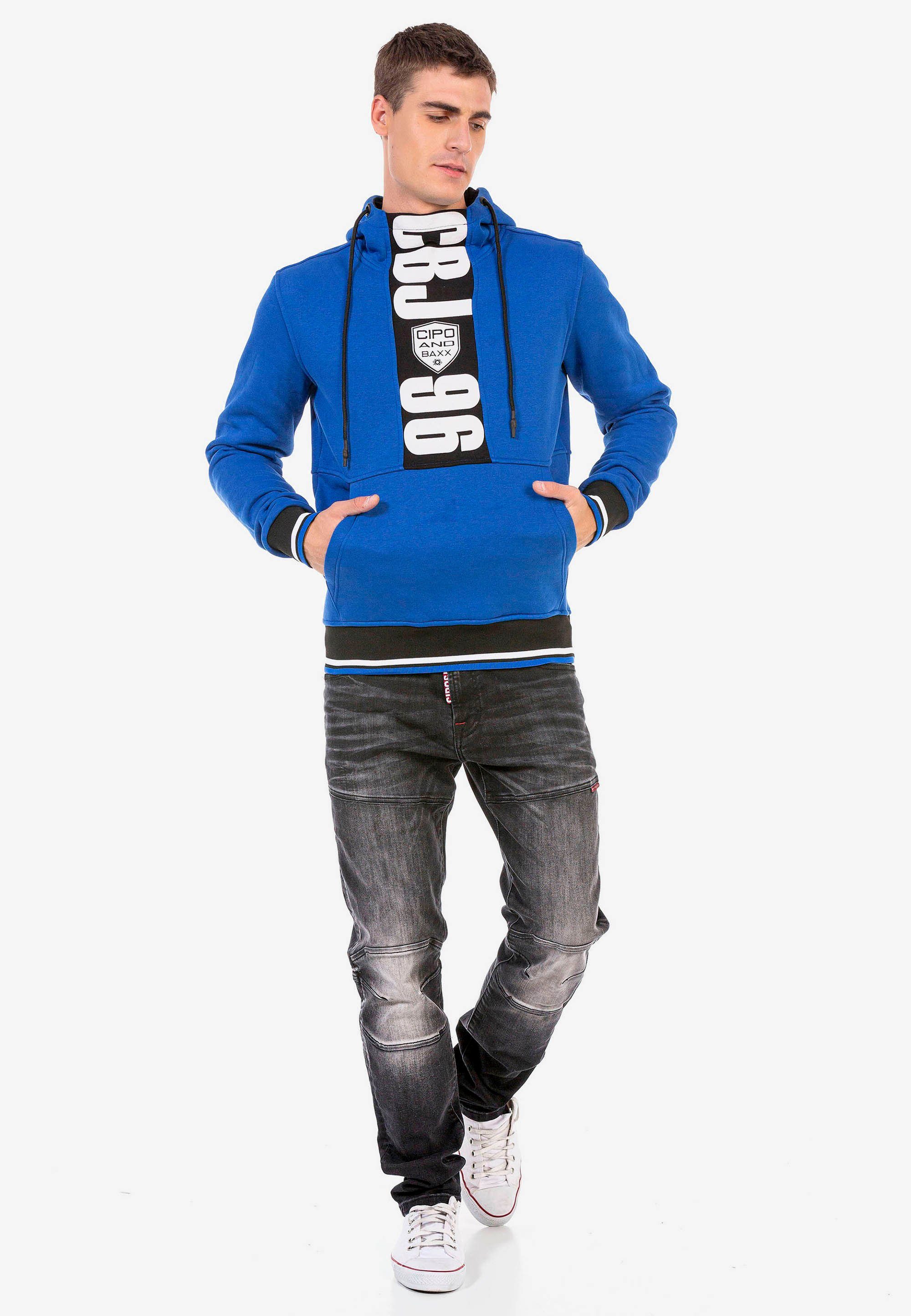 tollen Kapuzensweatshirt Baxx Cipo blau mit Markenprints &