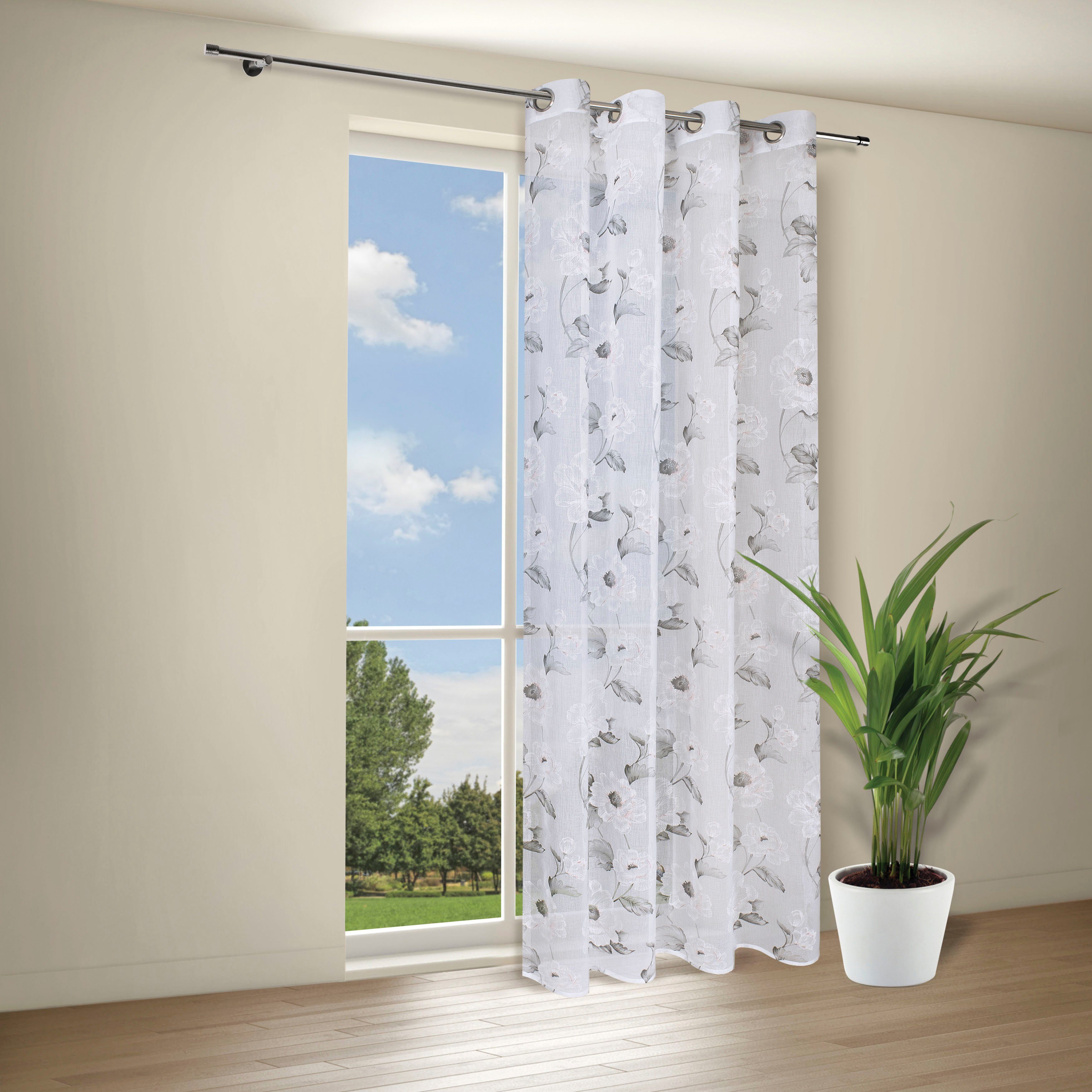 Gerster Gardine Jelka (1 St), Ösen, transparent, Wirkware, SB-Ösenschal "Jelka"