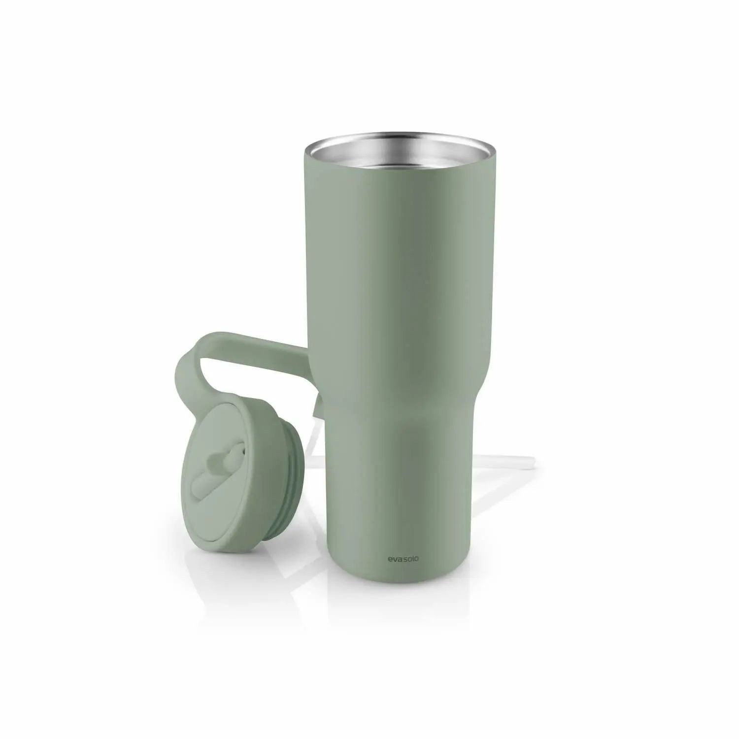 Eva Solo Thermobecher Sip'n'Go mit Trinkhalm Green Goddess 900 ml, Edelstahl, Silikon, Kunststoff