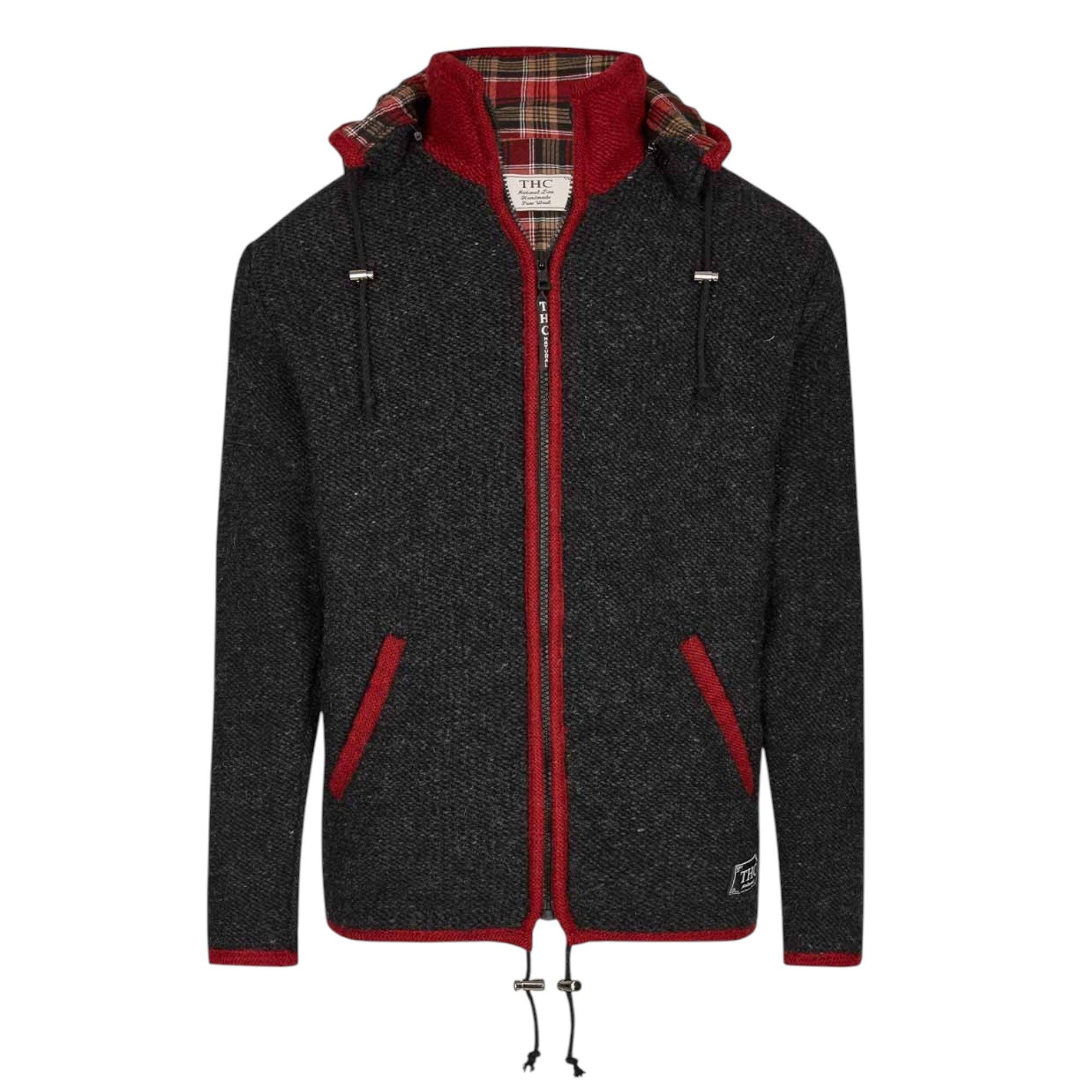 THC Natural Line Strickjacke THC Strickjacke 839 Baumwollfutter schwarz rot günstig online kaufen
