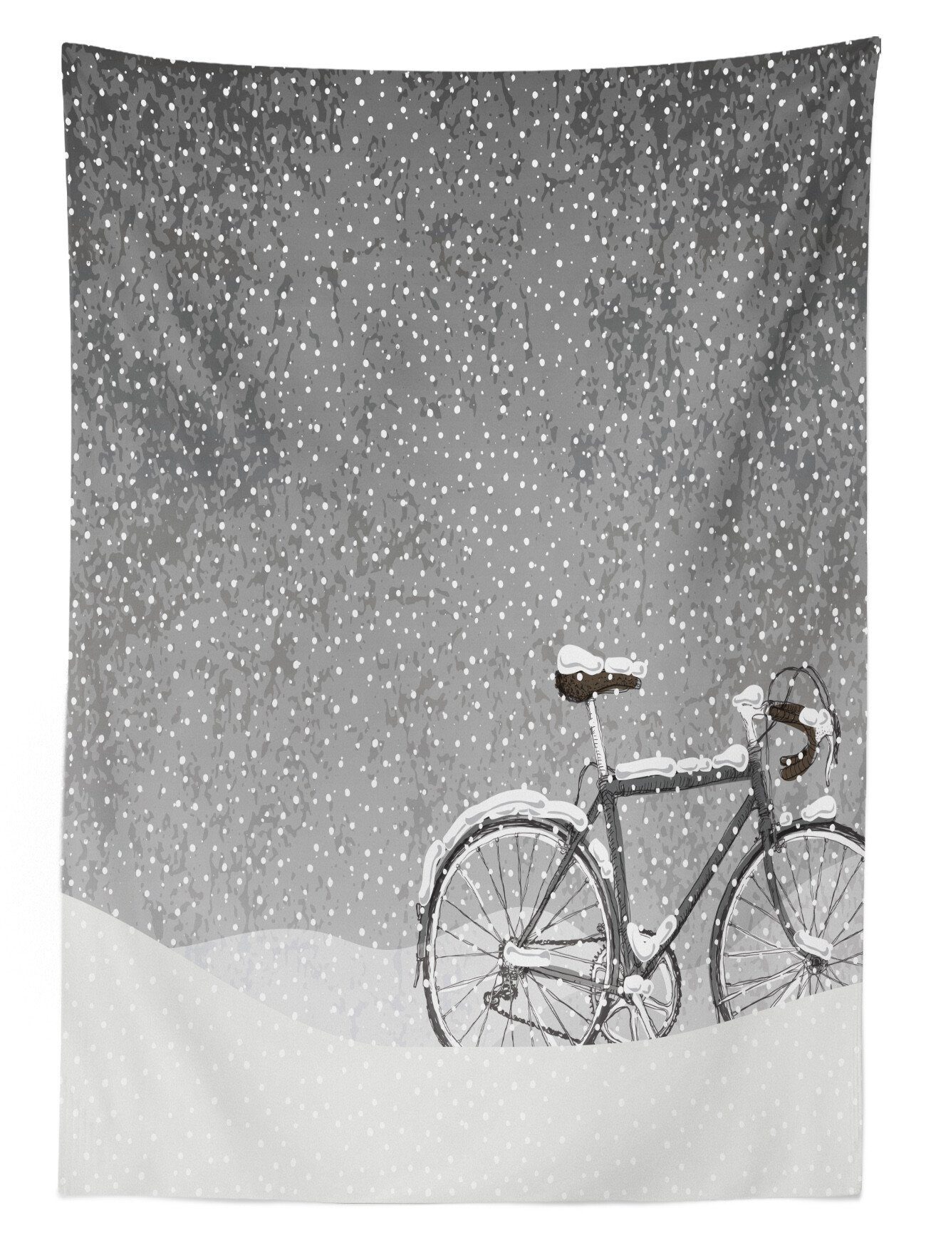 Farben, Winter Waschbar Tischdecke Szene Klare geeignet Bereich den Schnee Fahrrad Außen Farbfest Für Ruhe Abakuhaus
