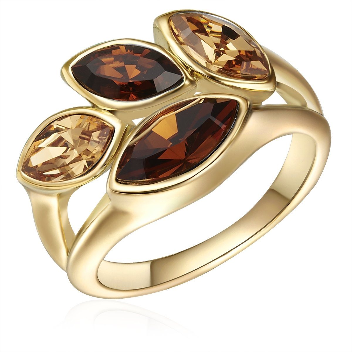 Lulu & Jane Fingerring Ring gelbgold verziert mit Kristallen von Swarovski® Colorado Topas Hell Colorado Topas Dunkel