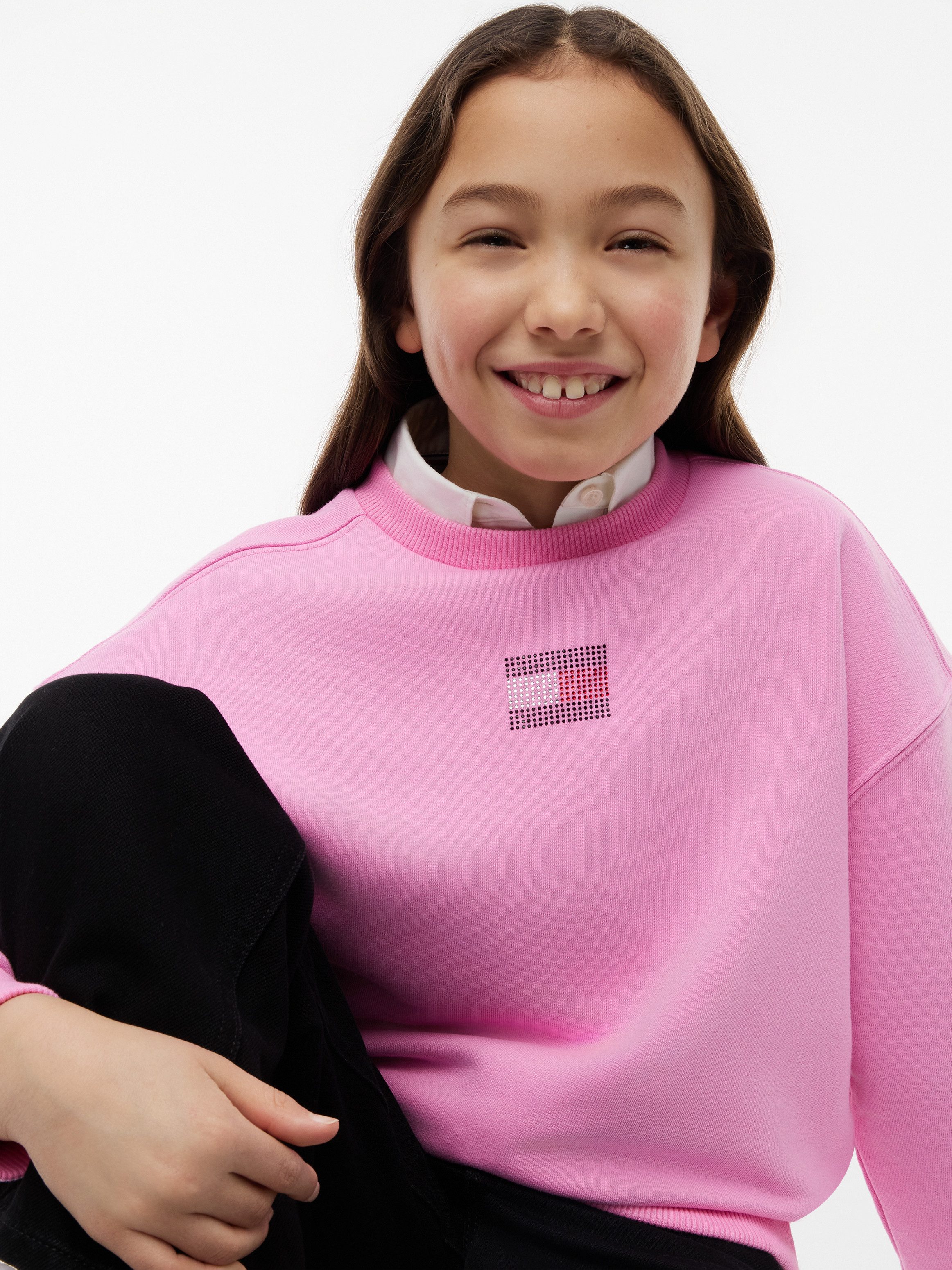 Tommy Hilfiger Sweatshirt Glitzersteine, Rundhalsausschnitt, Regular Fit, Kinder bis 16 Jahre