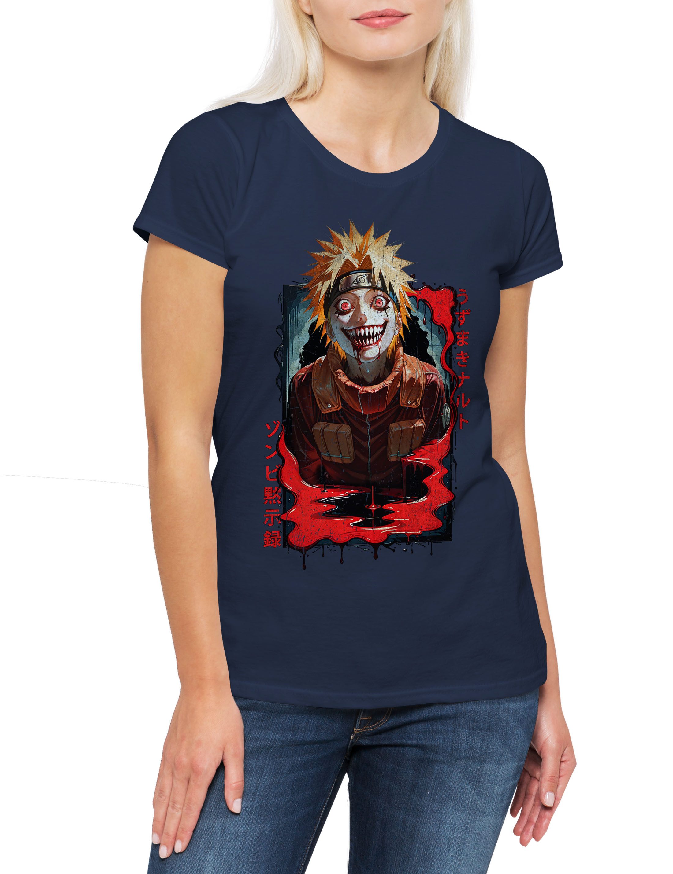 Print-Shirt Shinobi Horror Damen T-Shirt Ninja System Anime Naruto Horror