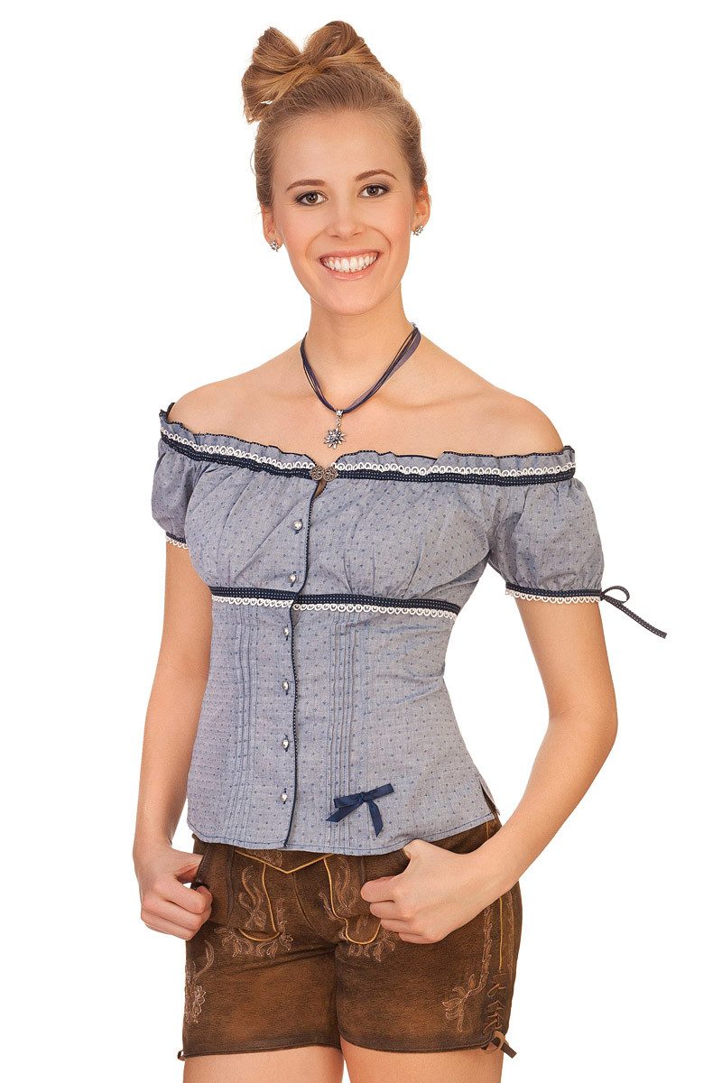 Krüger Madl Trachtenbluse Trachtenbluse - ALIA - rot, blau