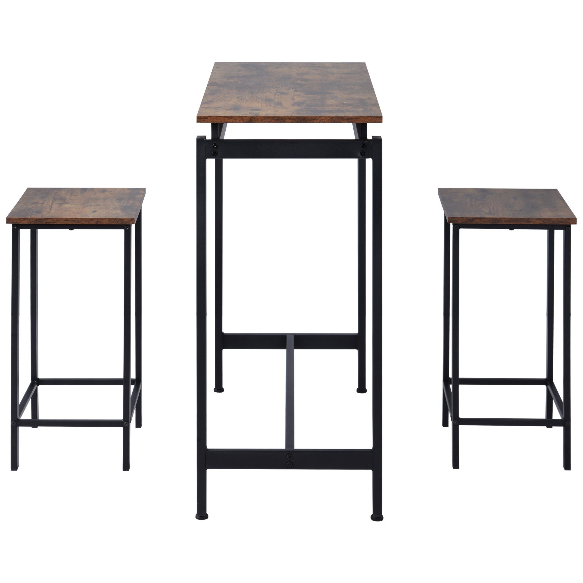 (Anti-Rutsch- Design Stehtisch OKWISH und Chic montieren Hochwertiges Holz Anti-Kratzer 3-St., dunklem Stühle zu Barhocker, Restaurant), und Einfach Material, Stehtisch Pub-Tischset aus 3-teiliges Küchentisch