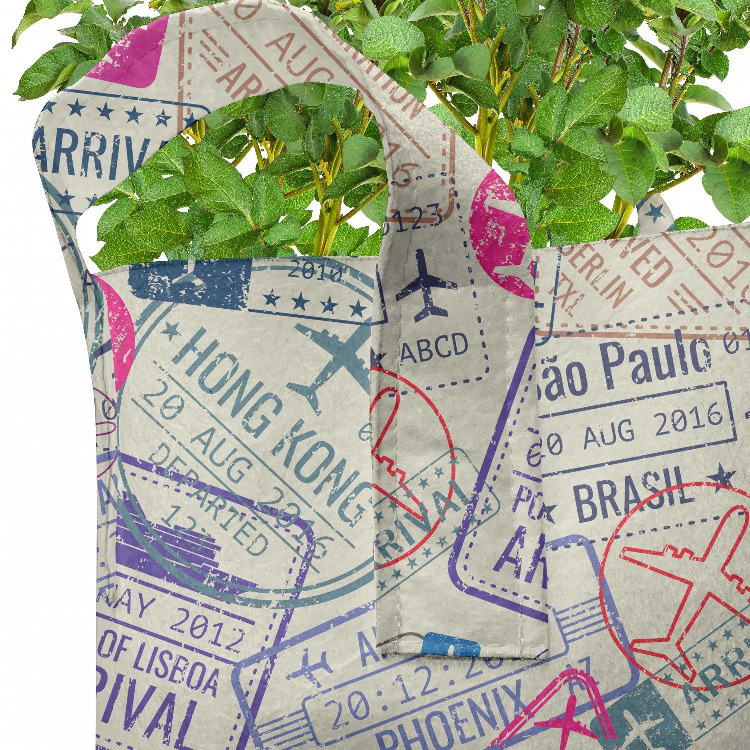 Städte mit Passport Stamps Reise Pflanzkübel Griffen hochleistungsfähig Stofftöpfe Pflanzen, für Abakuhaus
