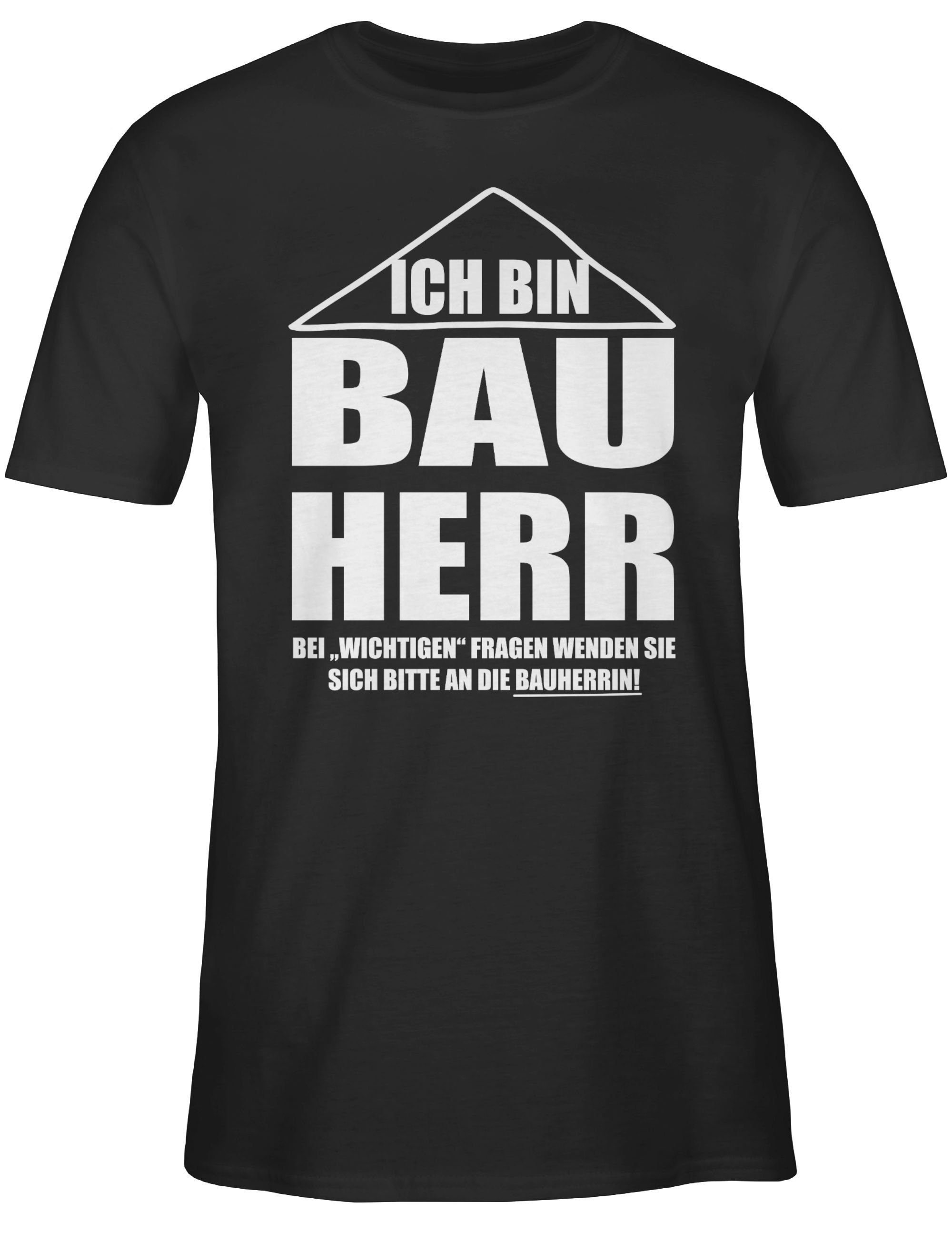 bin Geschenke Herren T-Shirt & Ich Männer Bauherr Schwarz Shirtracer 01