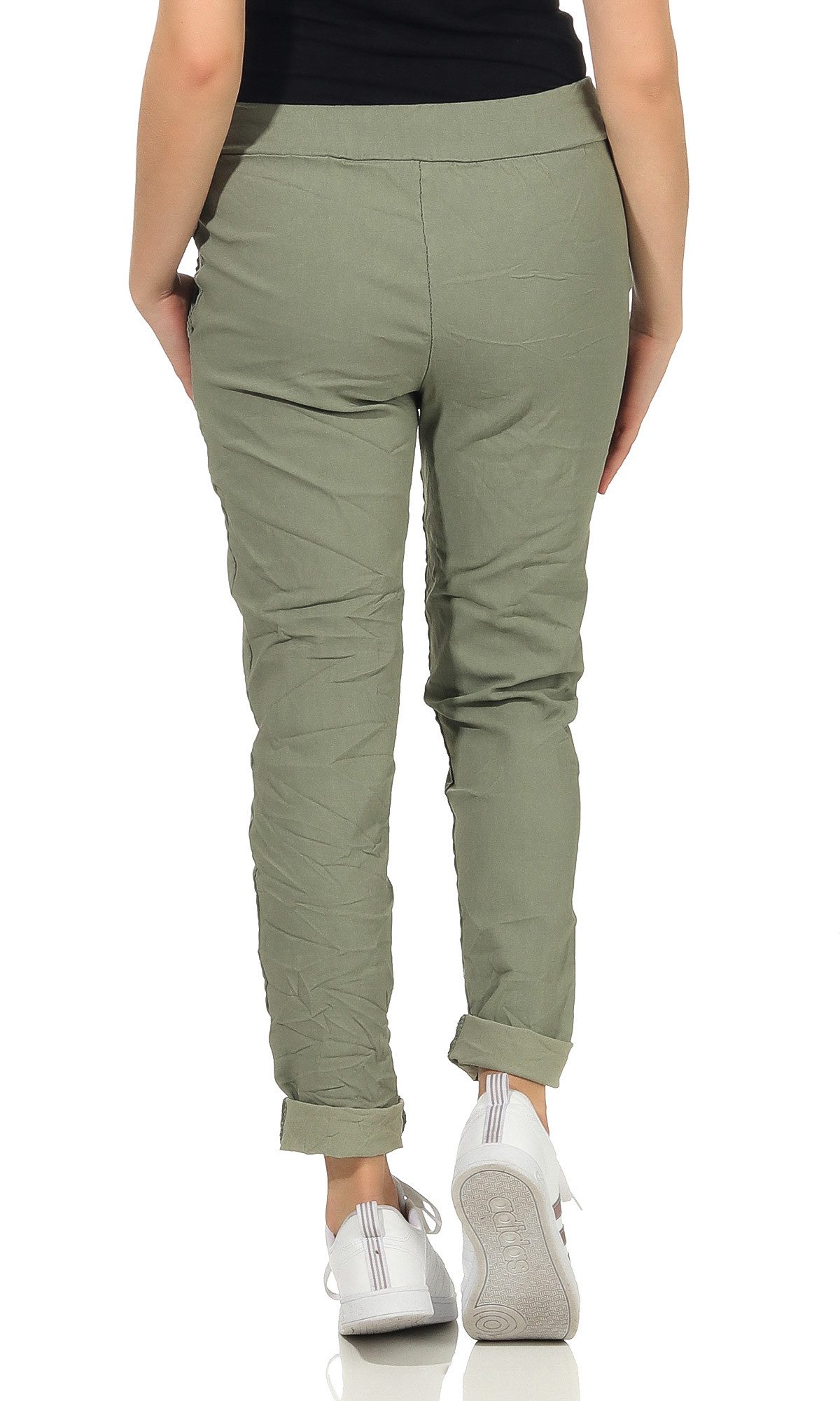 CLEO STYLE Stoffhose Damen Jogginghose 88 Grün
