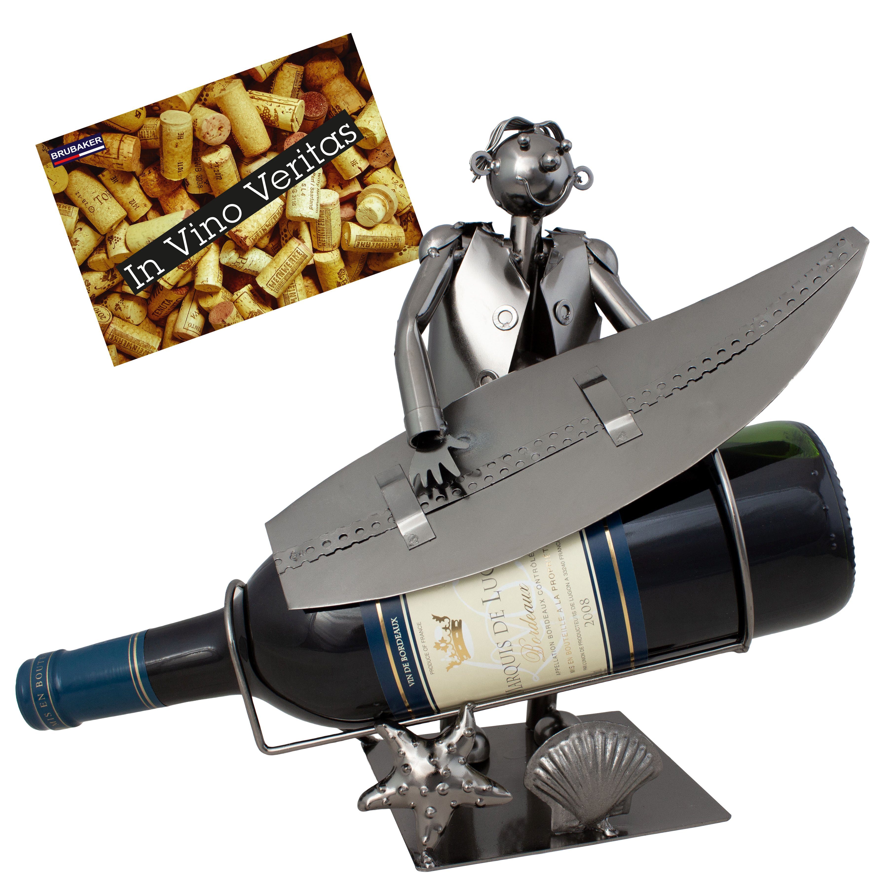 BRUBAKER Weinflaschenhalter Paar auf einem Motorrad - Wall Art Bild, (Wein  Geschenk mit Wandhalterung und Weingläser Halter, inklusive Grußkarte),  Flaschenhalter Wand, Weinhalter Dekoration