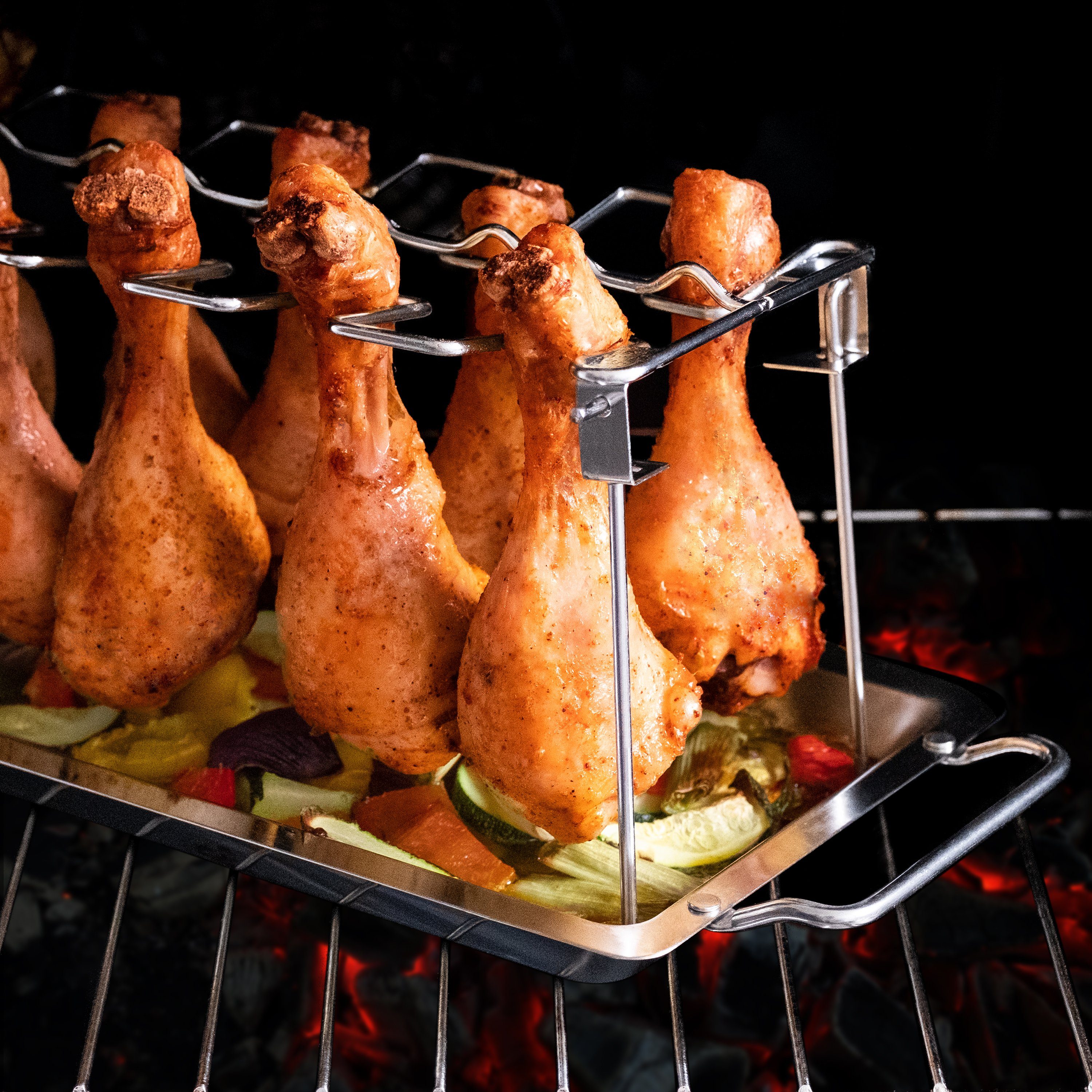 Blumtal Hähnchenbräter Robuster Hähnchen Grill Ständer, für 12 Schenkel, Edelstahl, rostfrei und Spülmaschinengeeignet