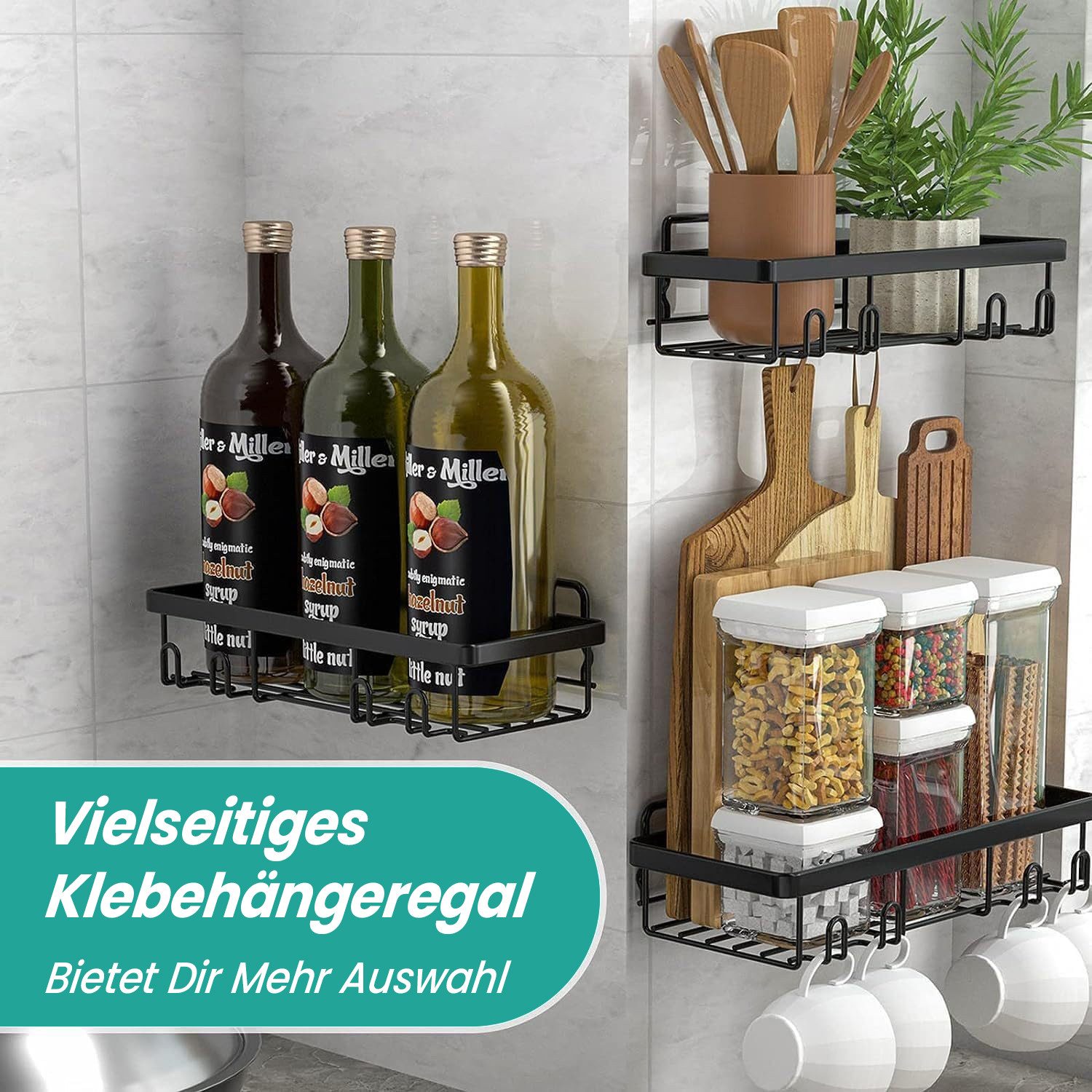 ANYSUN Duschablage Duschregal Ohne Bohren Badezimmer Organizer, Set 3-tlg., Badezimmerregal Duschkorb für Bäder Küchen