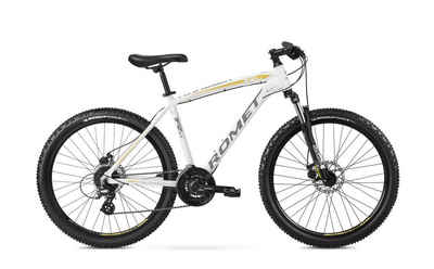 ROMET Mountainbike MTB Fahrrad Rambler 6.3 26 Zoll, Weiss-Gold, 24 Gänge Shimano, 24 Gang, Kettenschaltung