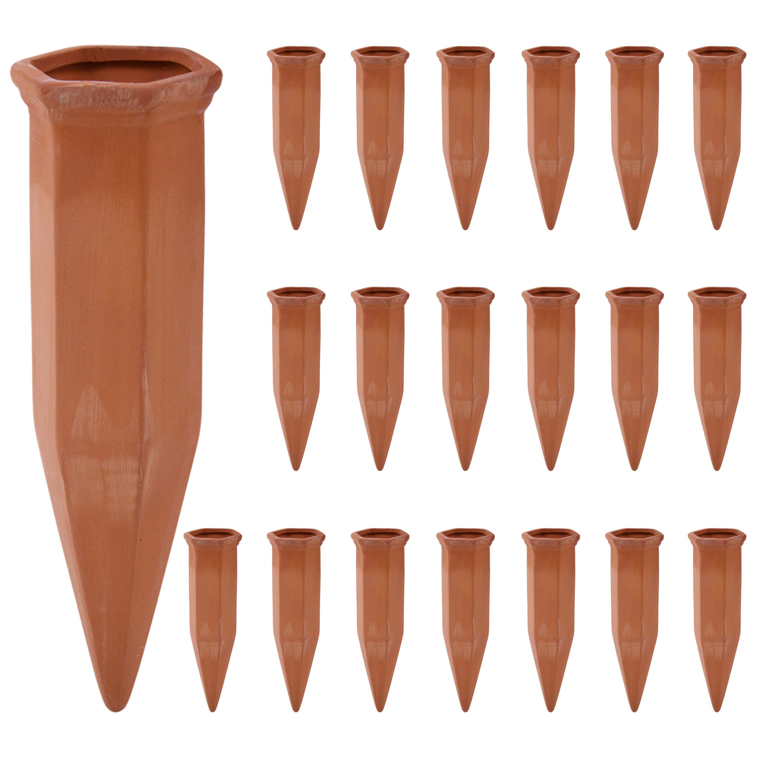 degawo Bewässerungskugel 20er Set Bewässerungszapfen für Flaschen aus Terracotta.