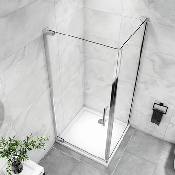 duschspa Eckdusche Duschtür mit Seitenwand Dusche Duschkabine Duschabtrennung, BxT: 76x70 cm, Einscheibensicherheitsglas, Sicherheitsglas, Set, links und rechts montierbar
