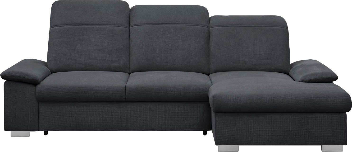 CALIZZA INTERIORS Ecksofa Moli Schlaffunktion, black 2, Sitztiefenverstellung Bettkasten, Kopfteilverstellung