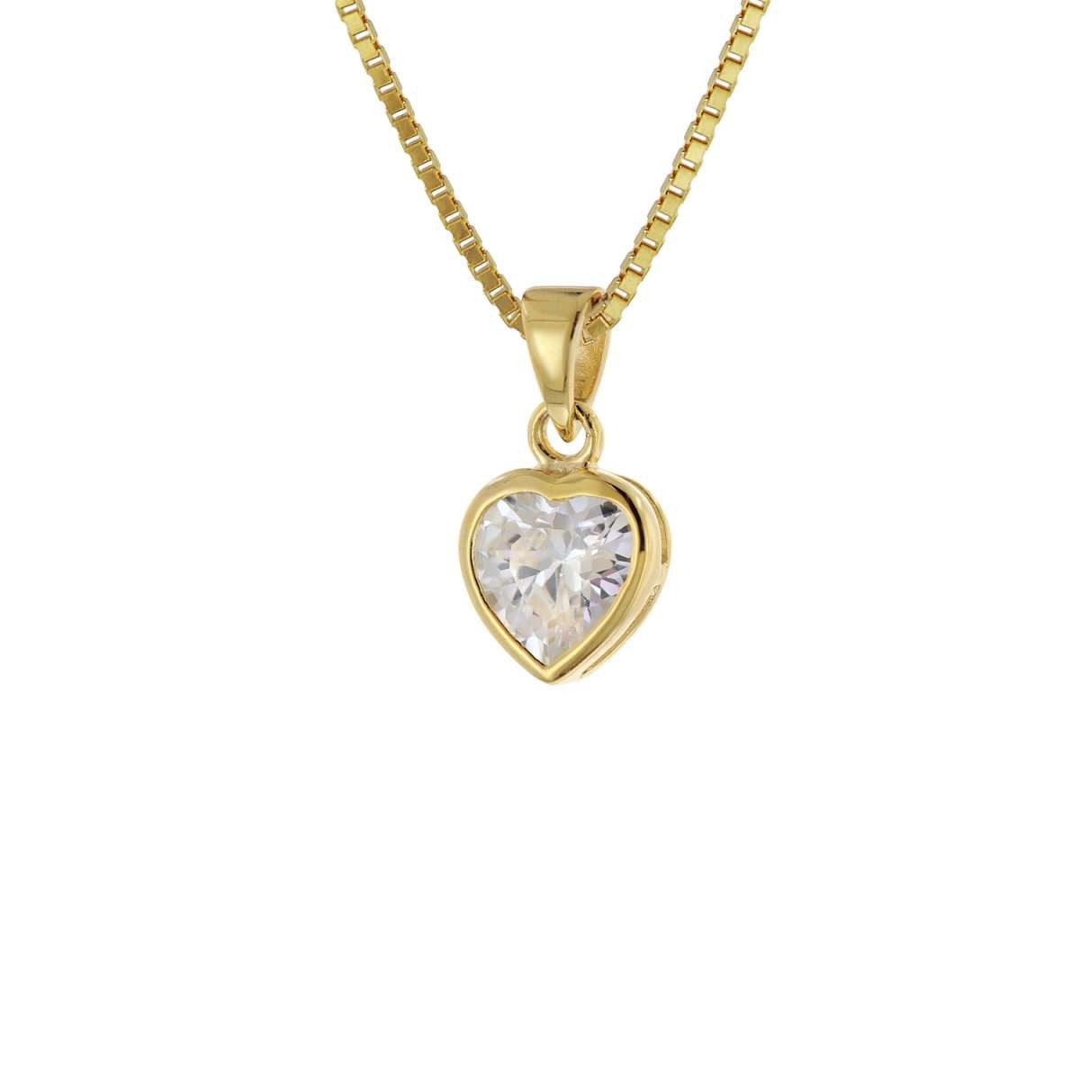 trendor Herzkette 41556, für Damen-Anhänger Gold 333 Zirkonia Herz mit vergoldeter Kette
