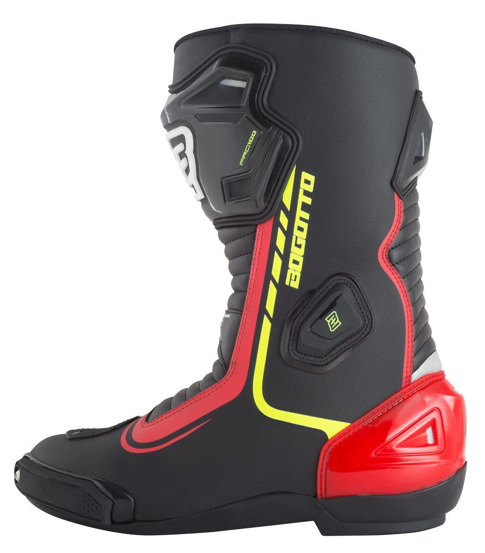 Bogotto Race-X Motorrad Black/Red/Yellow Stiefel Motorradstiefel