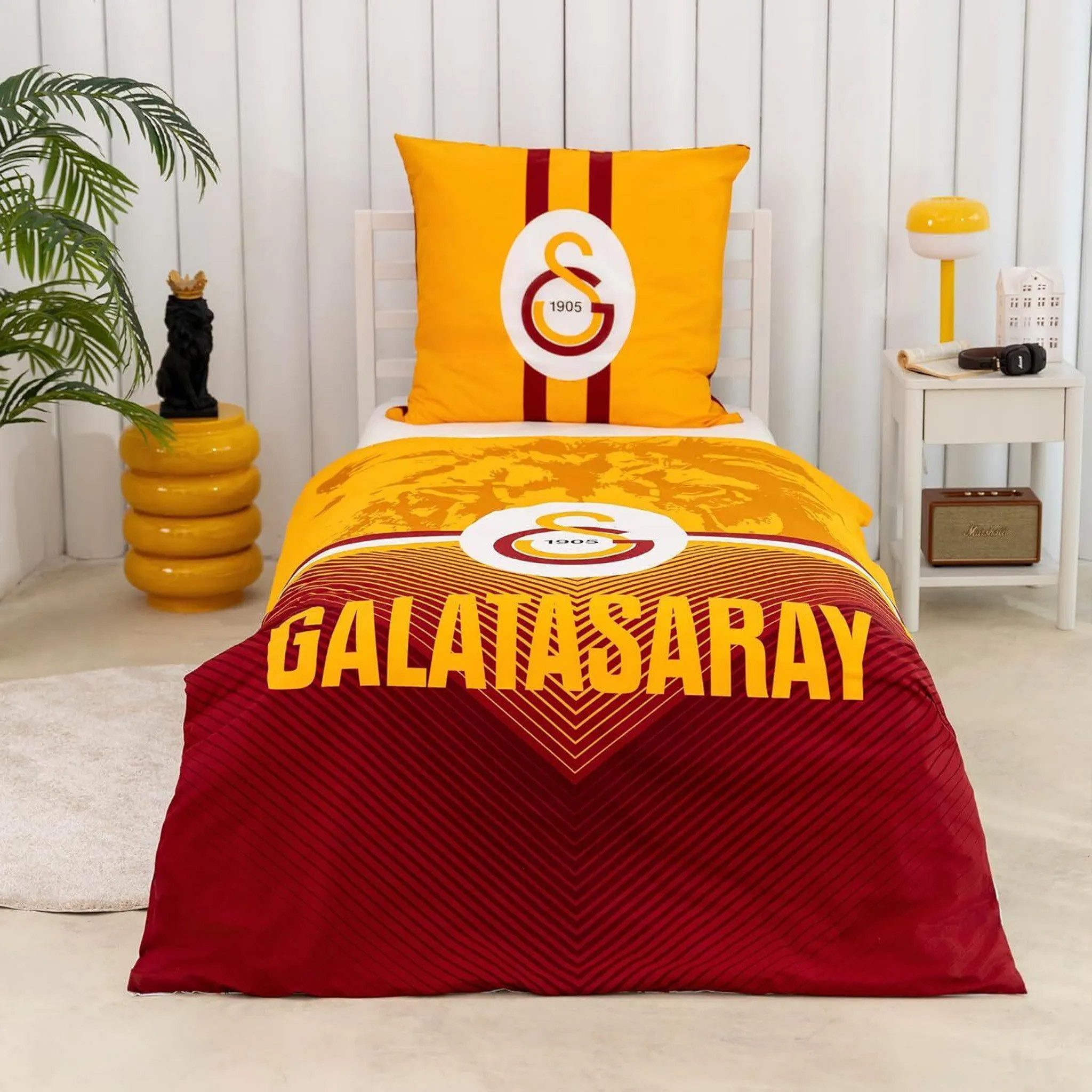 Tac Jugendbettwäsche GALATASARAY Bettwäsche-Set, Baumwolle, 2 teilig, Doppelseitig, superweich, verdeckter Reißverschluss