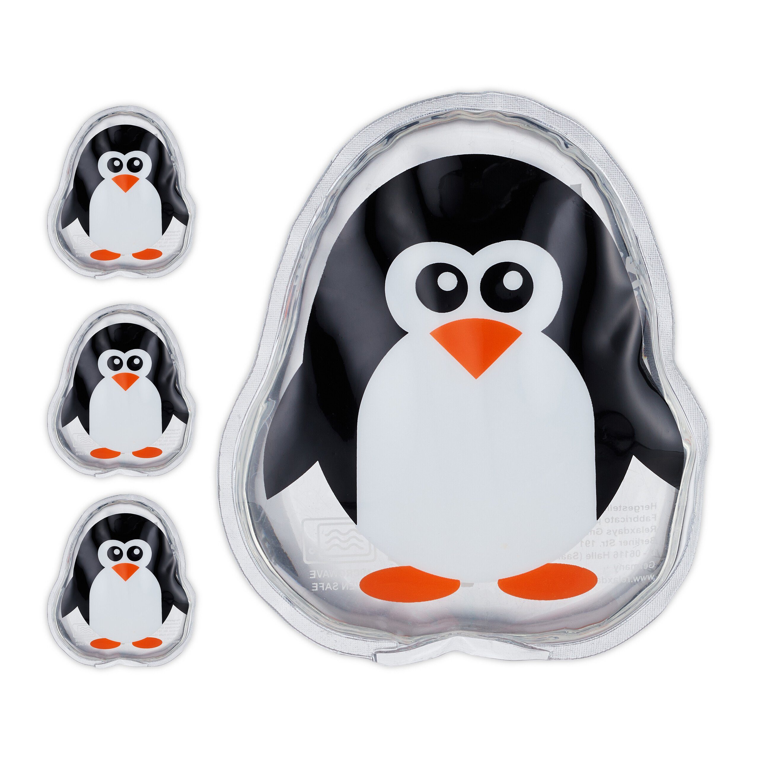 relaxdays Kühlpad Kühlpads Kinder 4er Set, 4-tlg., Pinguin