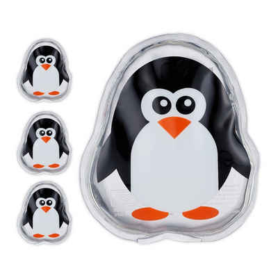 relaxdays Kühlpad Kühlpads Kinder 4er Set, Pinguin