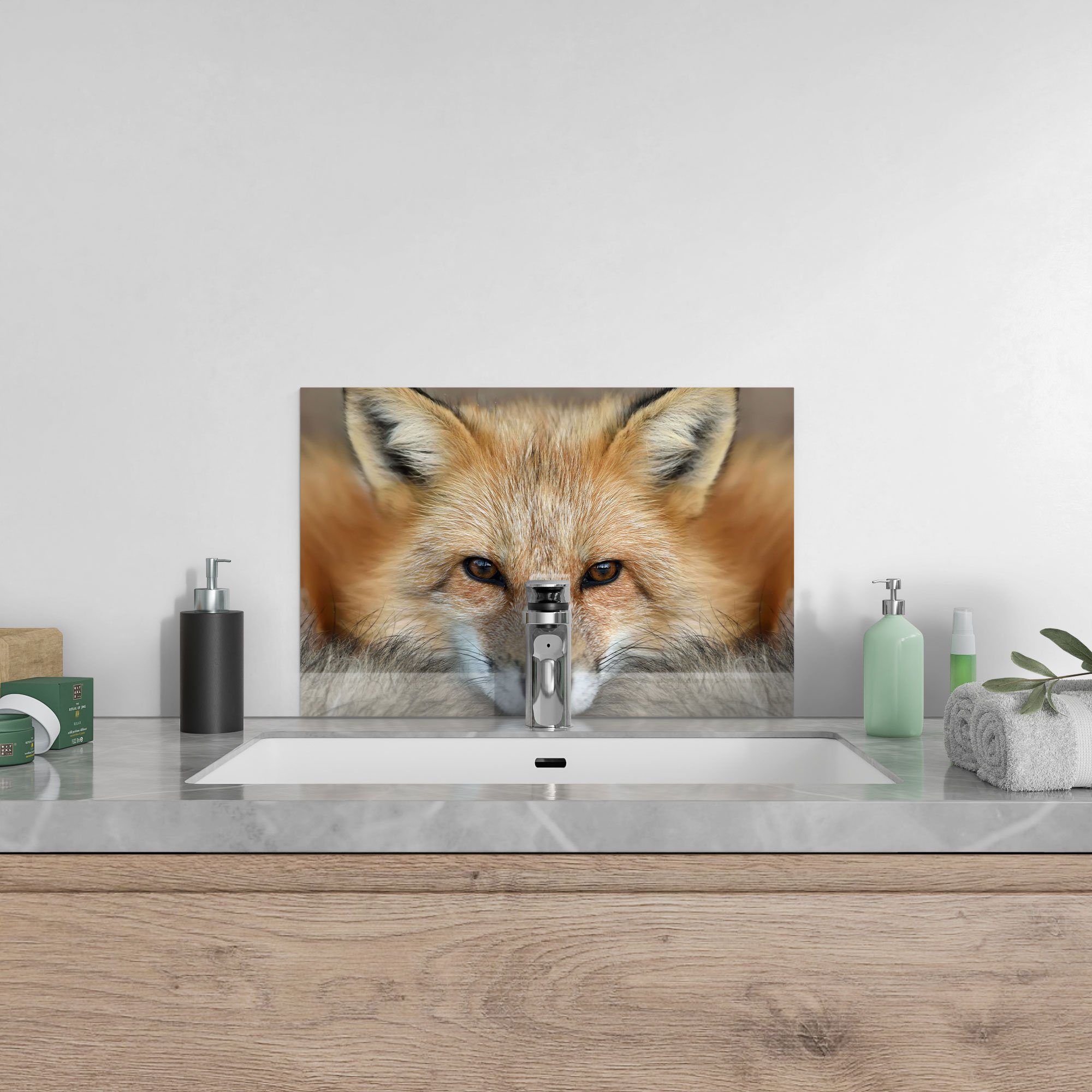Badrückwand DEQORI Fuchs', Spritzschutz Herdblende Glas der 'Reineke, Küchenrückwand