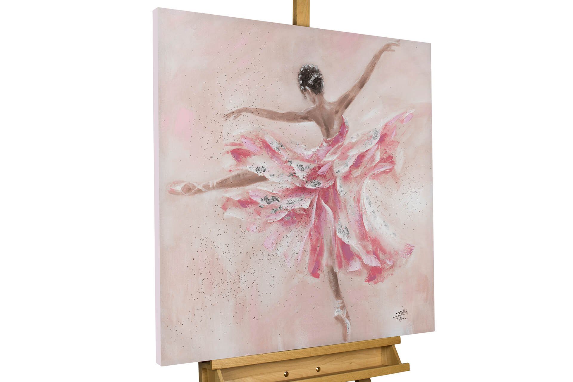 KUNSTLOFT Gemälde Butterfly Ballerina 80x80 cm, Leinwandbild 100% HANDGEMALT Wandbild Wohnzimmer