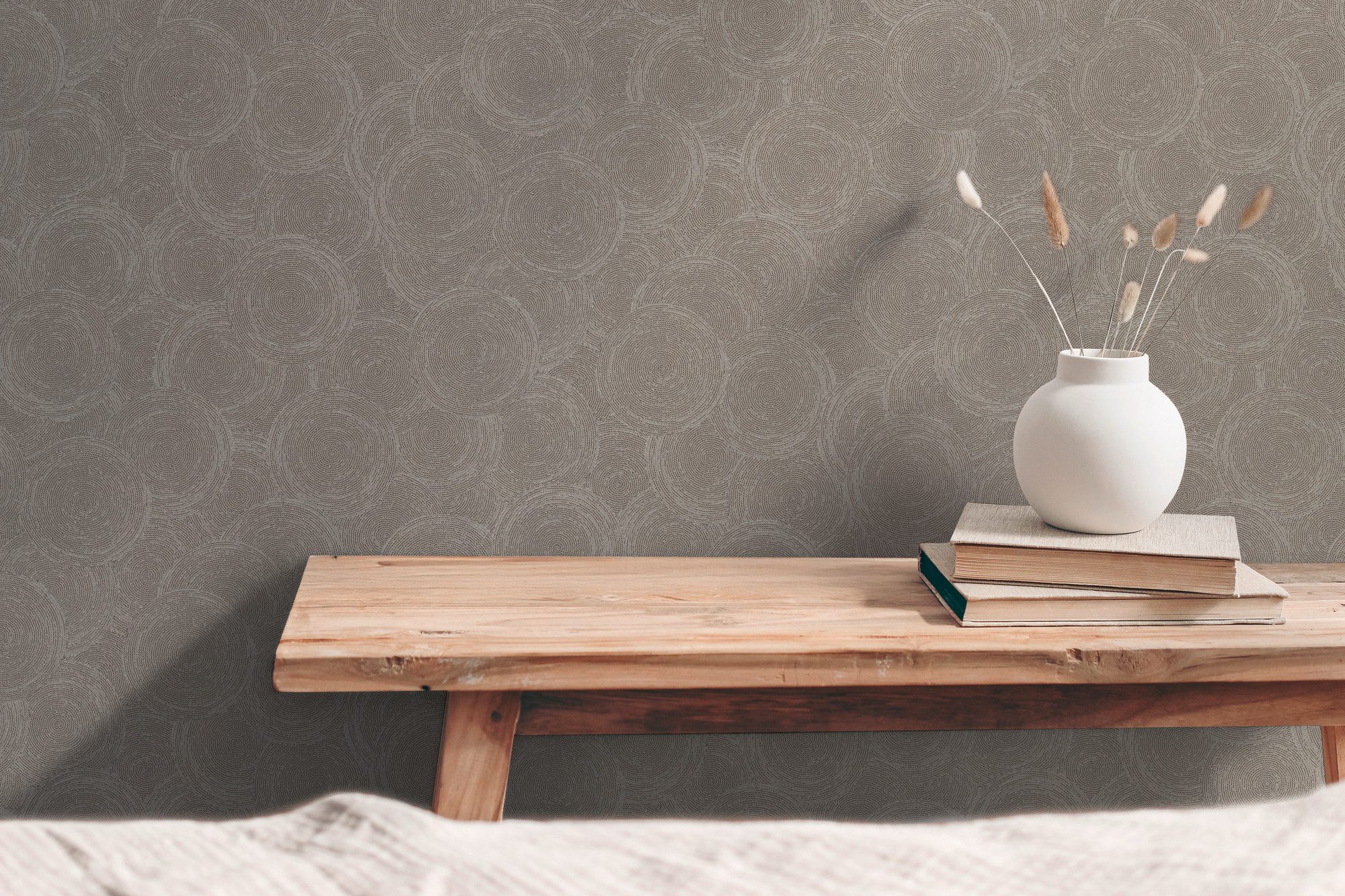 A.S. Création Vliestapete mit kreisförmigem Muster Akzentwände, strukturiert, matt, (1 St), Moderne Vliestapete mit dynamischem Kreis-Design