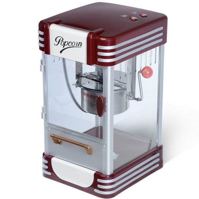 Jago Popcornmaschine Popcornmaschine Retro – 60L/h, 200g/10min, Edelstahl Topf, Popcorn