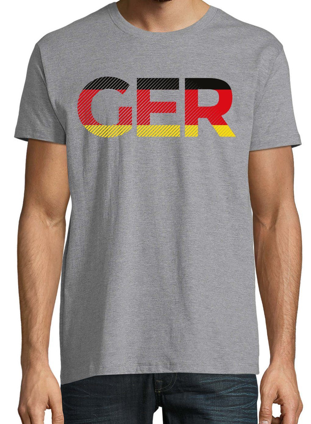 Youth Grau im Herren Look GER Germany mit Frontprint Fußball T-Shirt Designz T-Shirt