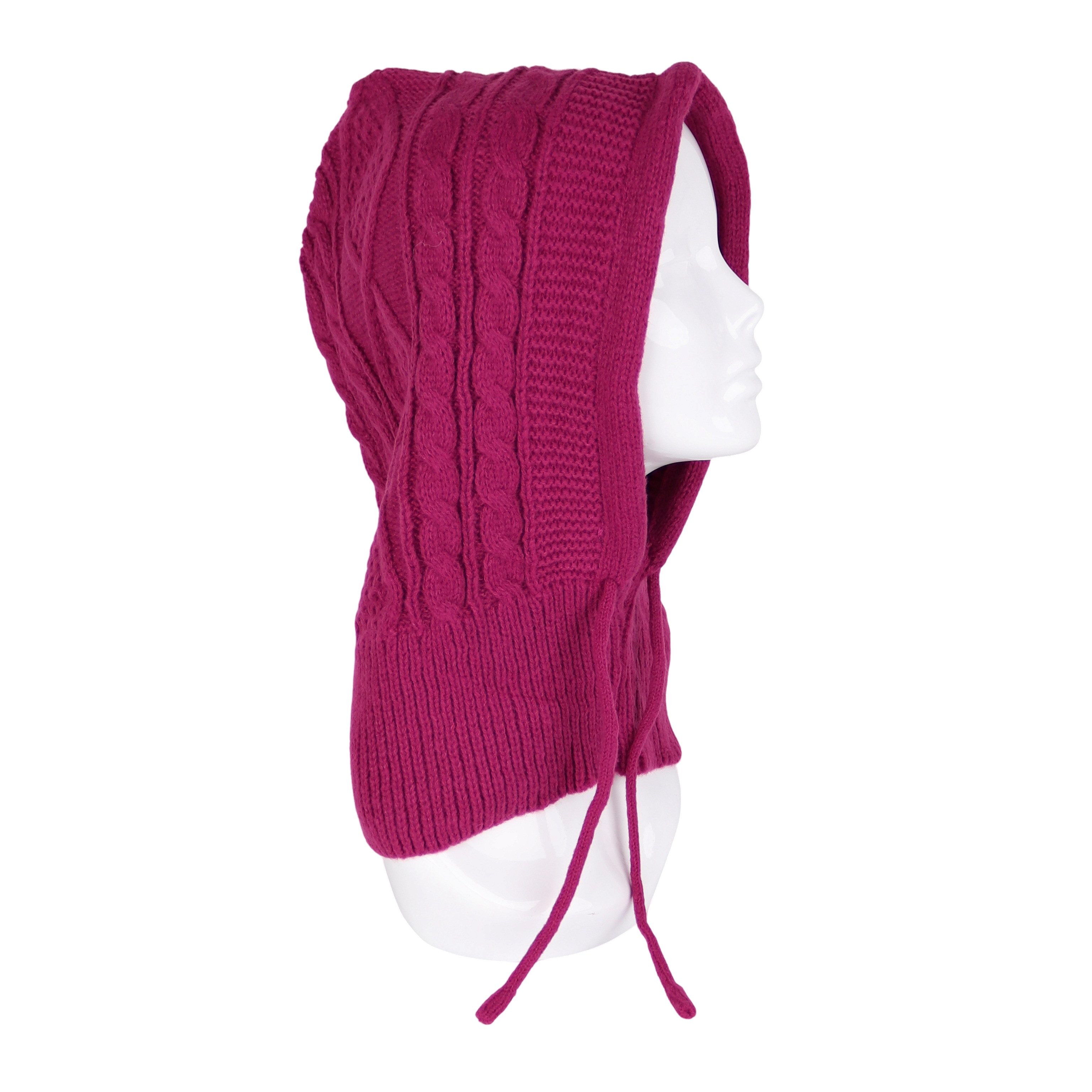 MIRROSI Strickmütze Damen BALACLAVA mit Zopfmuster oder Unifarben Wintermützen Bequem Atmungsaktiv Kuschelweich