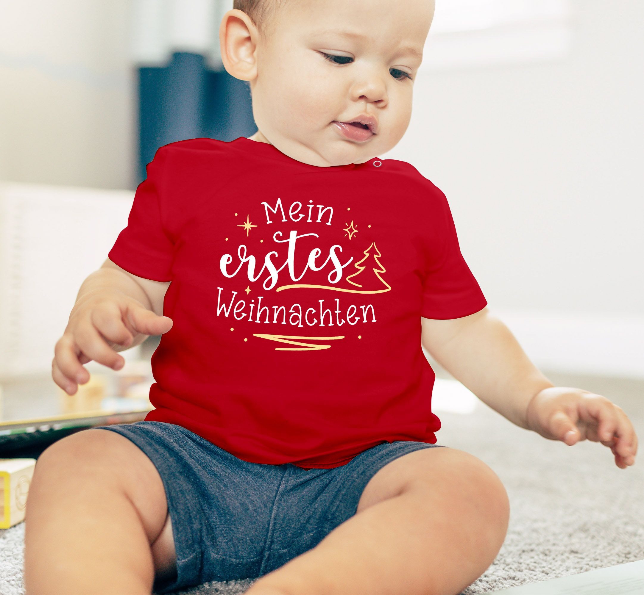 SpecialMe Print-Shirt Baby Shirt kurzarm Spruch Mein erstes Weihnachten Babyshirt