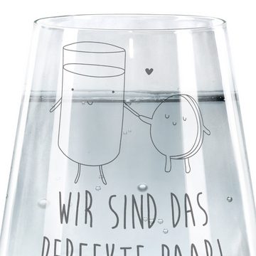 Mr. & Mrs. Panda Glas Milch Keks - Transparent - Geschenk, Tiermotive, Trinkglas mit Gravur, Premium Glas, Hochwertige Gravur