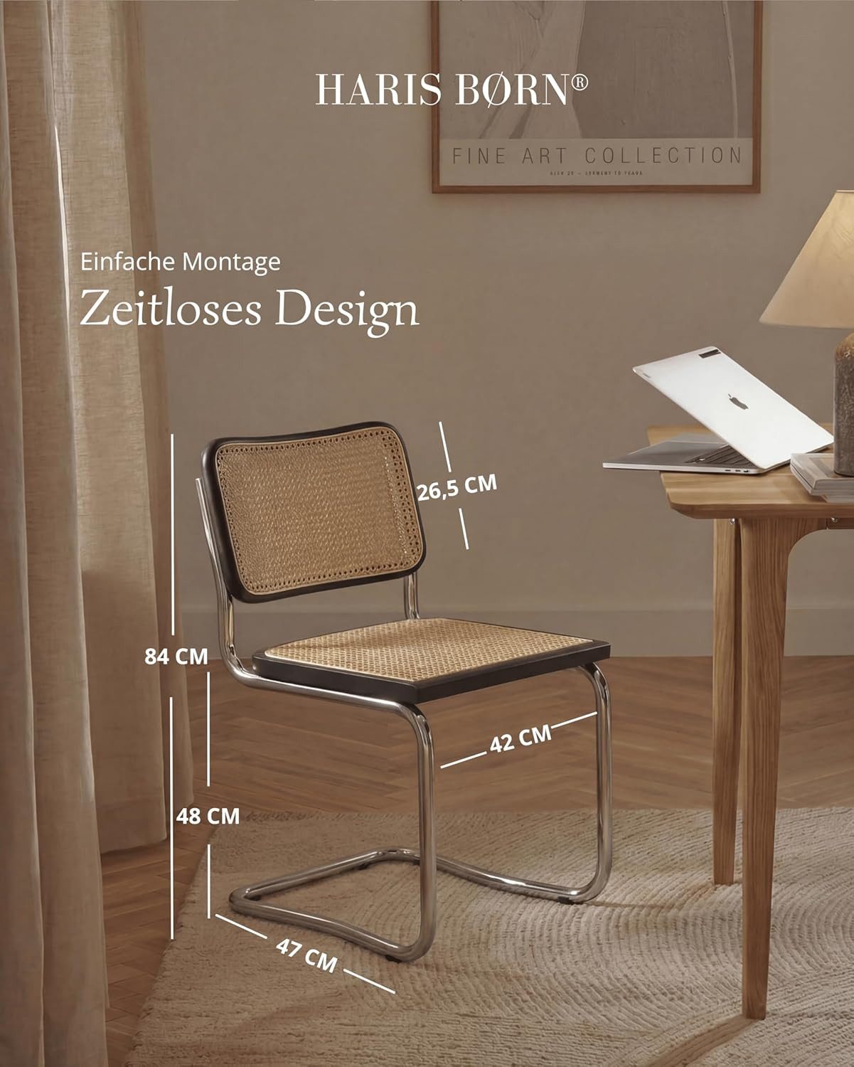 Haris Børn Freischwinger SKØR Design Freischwinger Wiener Geflecht - Handgefertigt in Italien (Set), Hochwertige Rattan Stühle - Freischwinger Stühle in Rattan Stuhl Optik