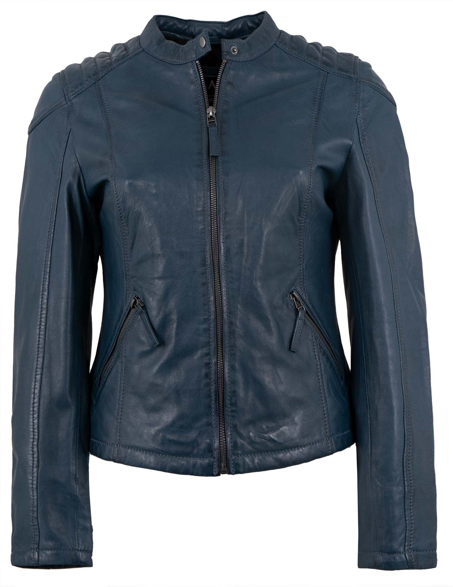 Jilani Lederjacke Laura-1 Jilani - Damen Echtleder Lederjacke Lammnappa blau